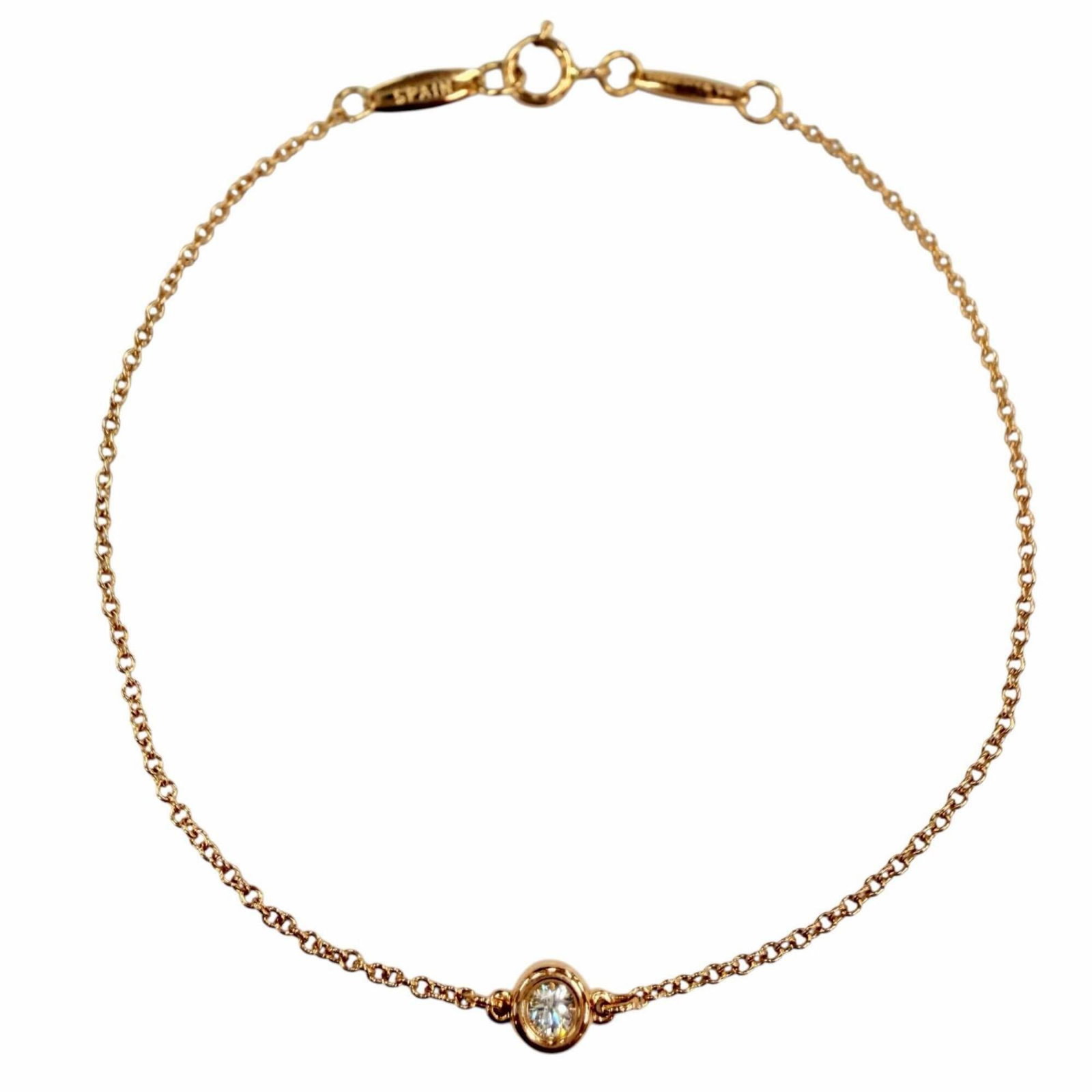 Charm bracelet pink gold 18K: Charm bracelet pink gold 18K Pink gold 18K charm bracelet with a diamond stone, measuring 18.5cm in length, crafted from high-quality pink gold material sourced from Spain. This elegant charm