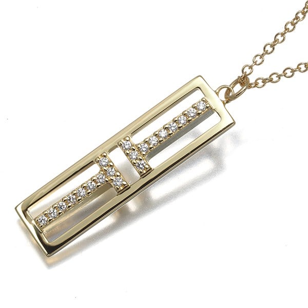 Tiffany&Co. Necklace Diamond Tiffany T Open Vertical Bar 18K Yg: Tiffany&Co. Necklace Diamond Tiffany T Open Vertical Bar 18K Yg Tiffany & Co.'s iconic Tiffany T necklace features a stunning natural diamond pendant set in 18k yellow gold, creating a timeless and