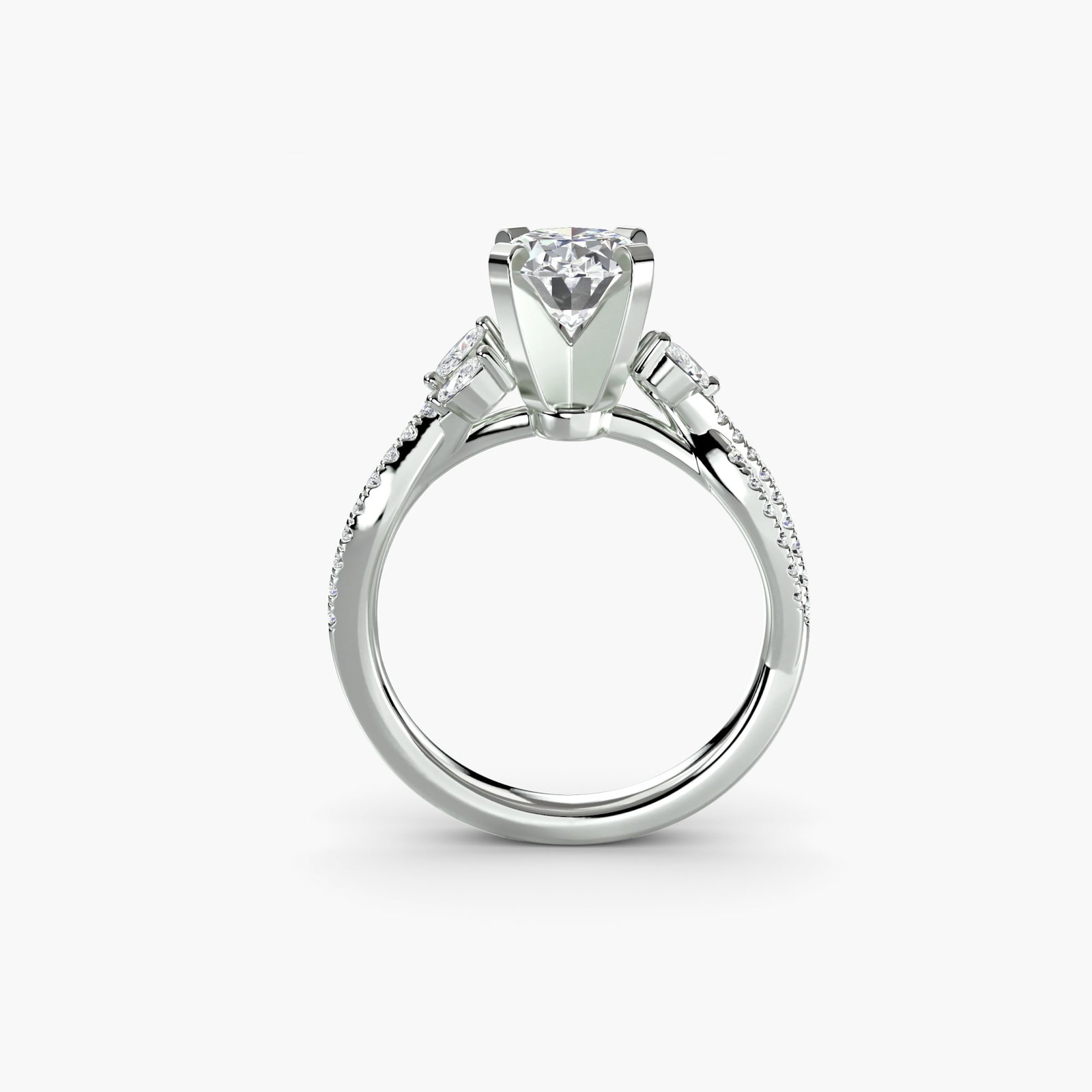 Pave Round 950 Platinum Ring Setting: Pave Round 950 Platinum Ring Setting 950 Platinum pave round ring setting with 34 side stones totaling 0.3496 carats, available in EF/VS lab-grown stone color and clarity. This new setting features a