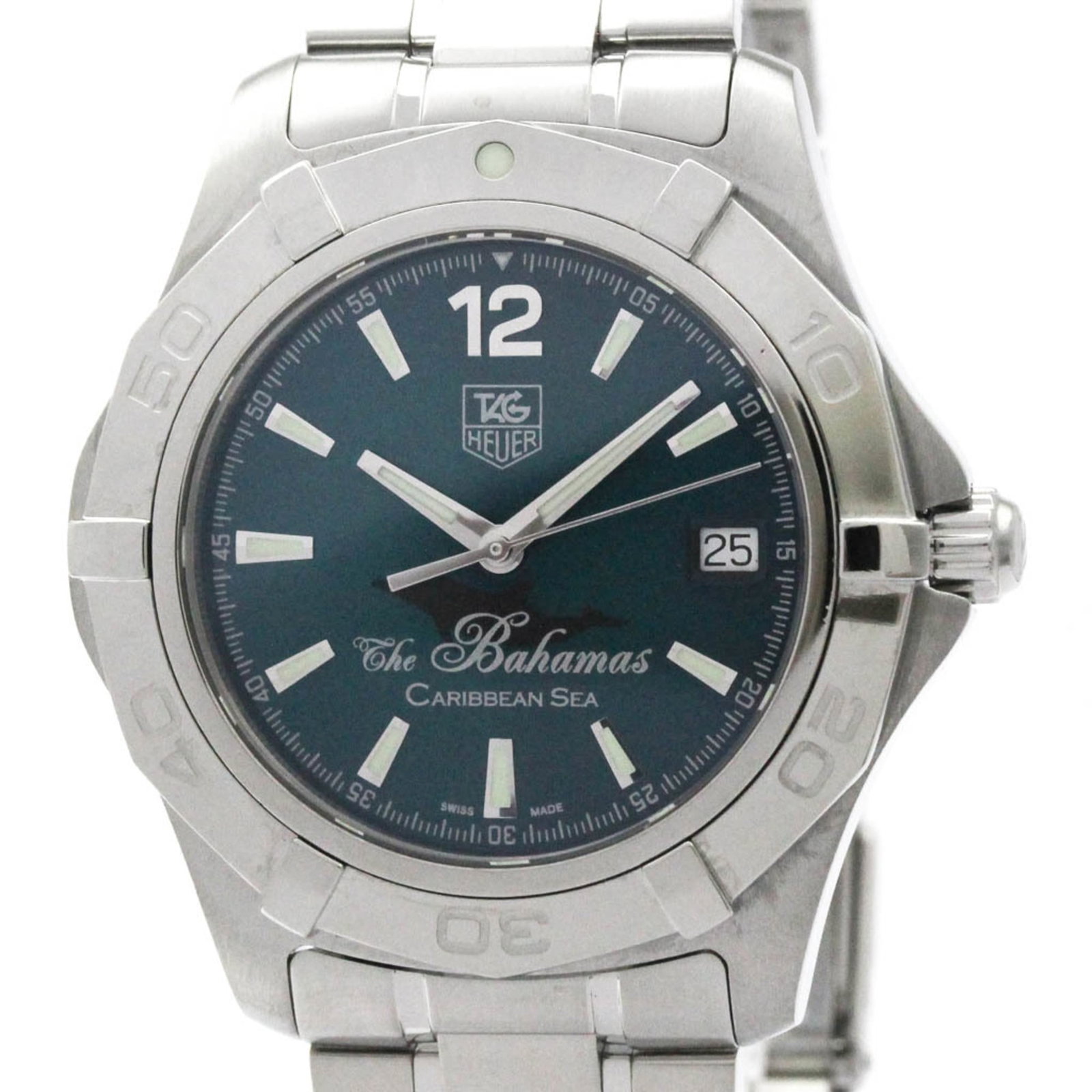 Wristwatch From Tag: Wristwatch From Tag Stainless steel case and band, the WAF211R Tag Heuer Aquaracer wristwatch boasts a sleek green dial, making it a stylish accessory for everyday wear. This self-winding automatic