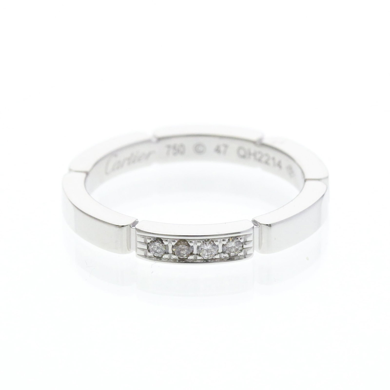 Pink Gold Ring Band Cartier: Pink Gold Ring Band Cartier Pink Gold Ring Band Cartier features a Maillon Panthre design with 4 diamonds, crafted from 18K pink gold. This elegant band ring boasts a slender width of 2.3mm and