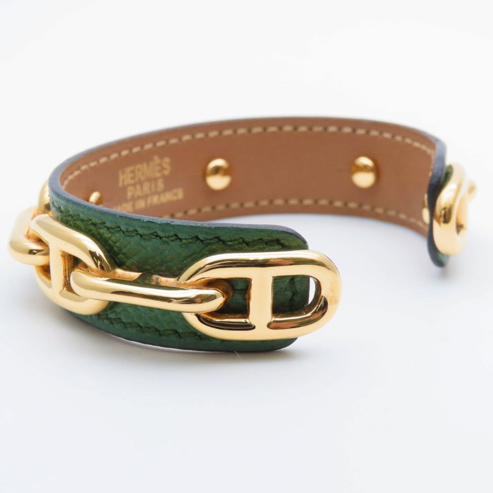 Leather metal bangle hermes - 3