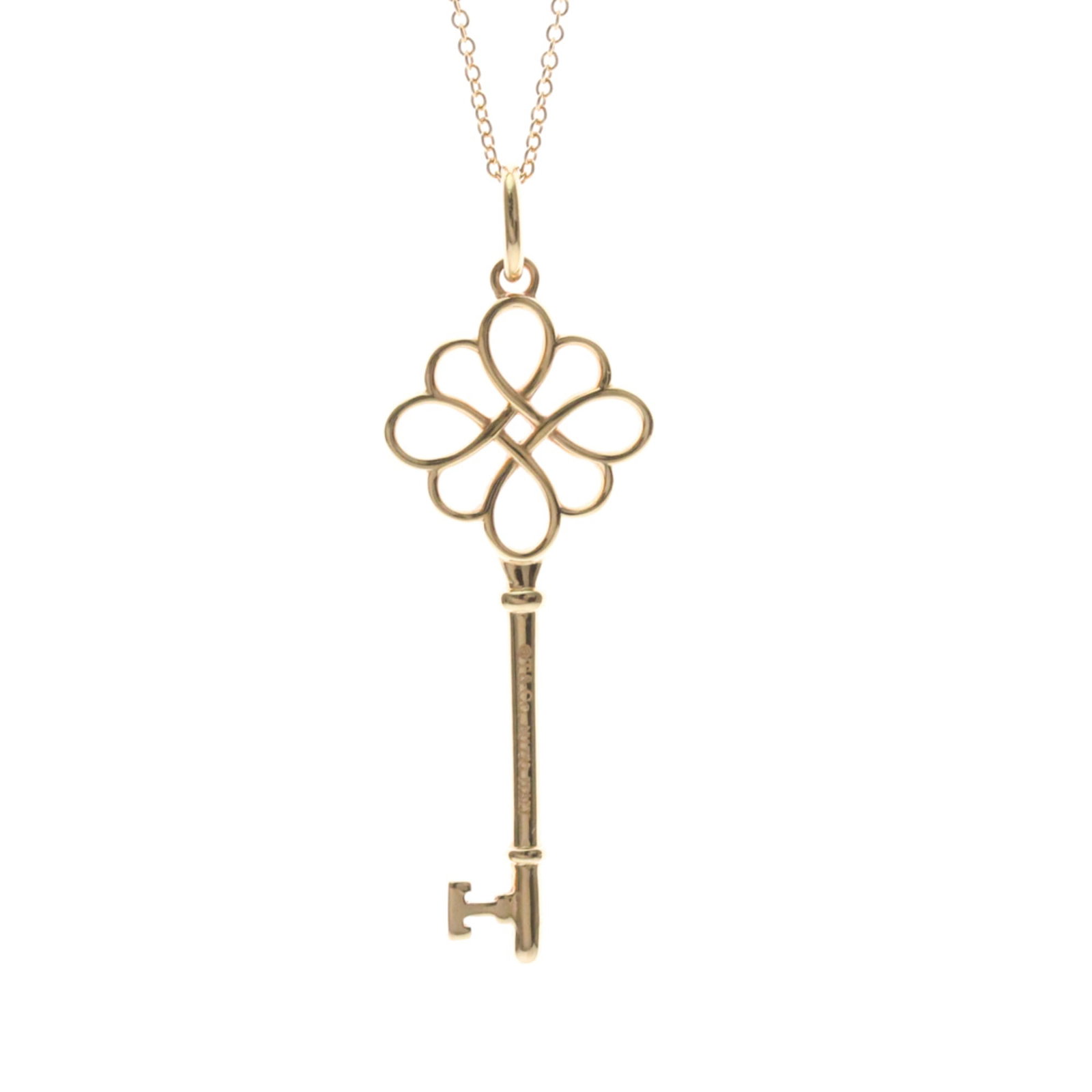 Tiffany Keys Pink Gold (18K) No Stone Menwomen Fashion Pendant Necklace (Pink Gold): Tiffany Keys Pink Gold (18K) No Stone Menwomen Fashion Pendant Necklace (Pink Gold) Pink gold (18K) pendant necklace with a sleek design, featuring a 42mm x 16mm pink gold pendant that adds a touch