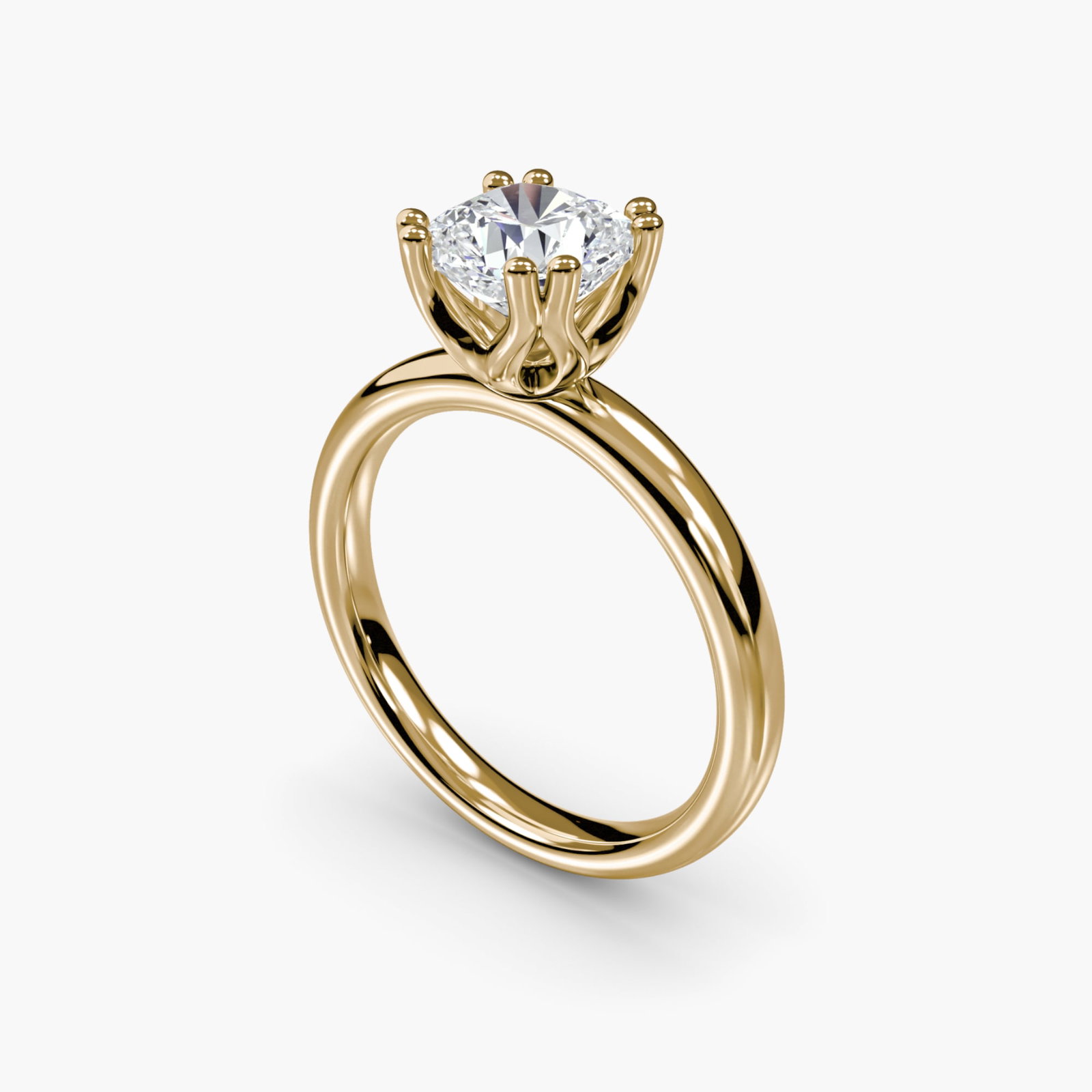 Solitaire Cushion 14Kt Yellow Gold Ring Setting - 5
