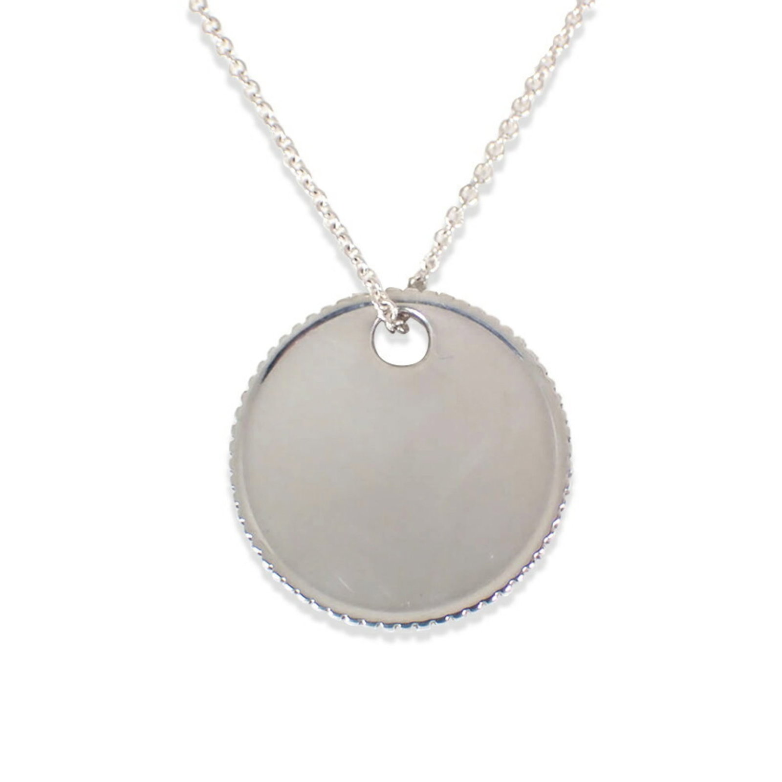 Tiffany 925 Coin Edge Pendant Necklace: Tiffany 925 Coin Edge Pendant Necklace Sterling silver 925 Coin Edge Pendant Necklace features a sleek design with a 25mm / 0.98'' pendant size, perfectly complemented by the adjustable 41 cm /