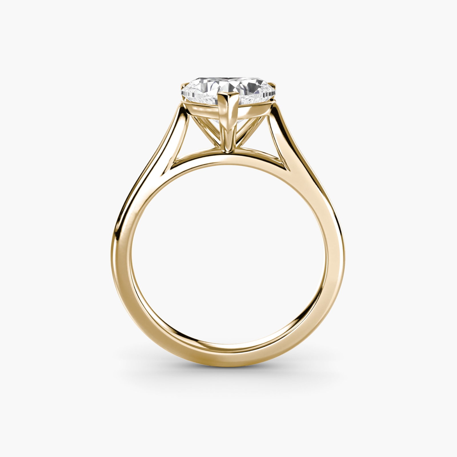Solitaire Heart 18Kt Yellow Gold Ring Setting - 4