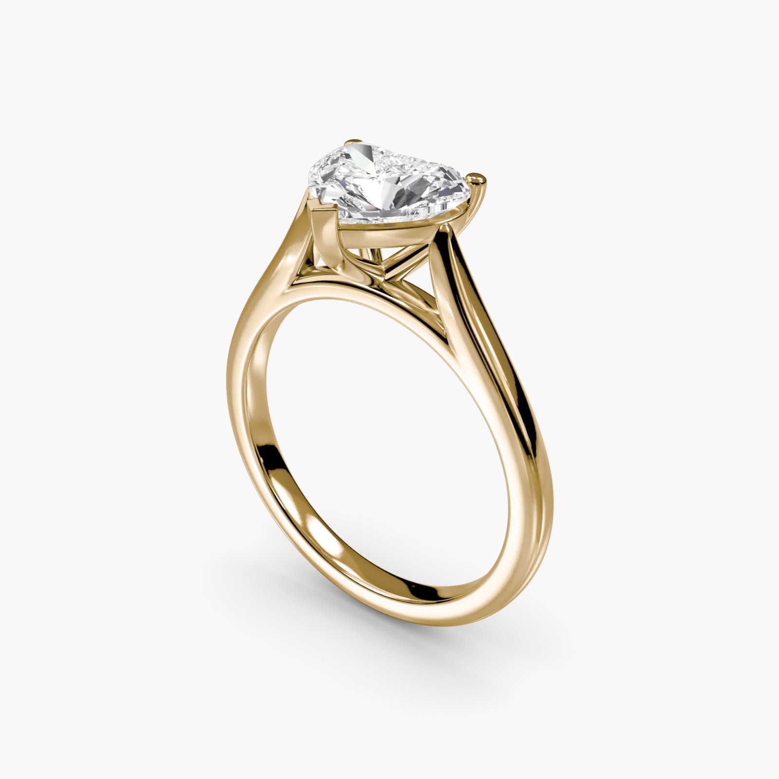 Solitaire Heart 18Kt Yellow Gold Ring Setting - 5