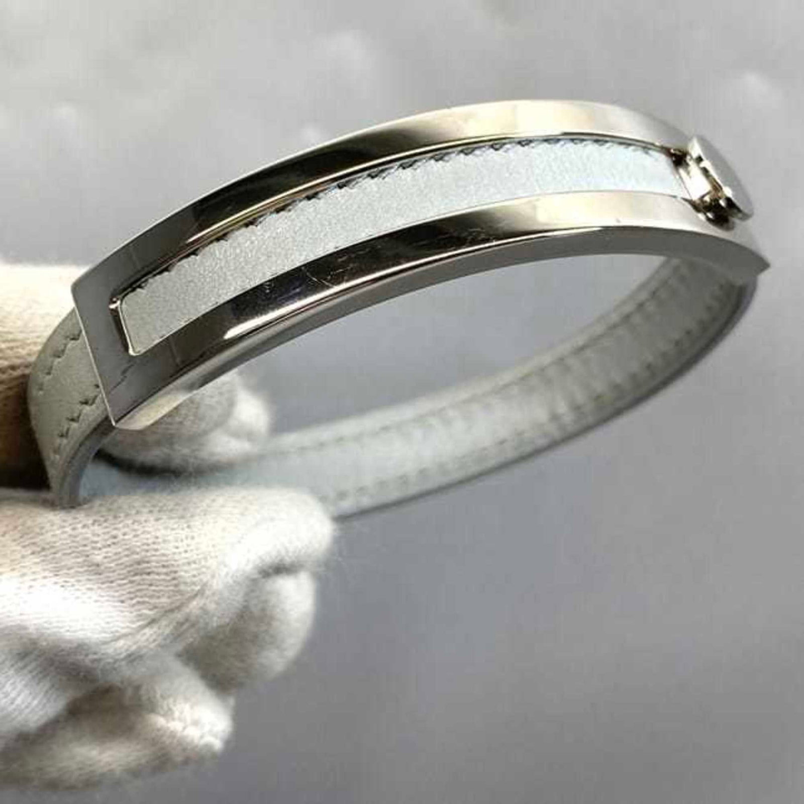 Leather metal bangle hermes - 3