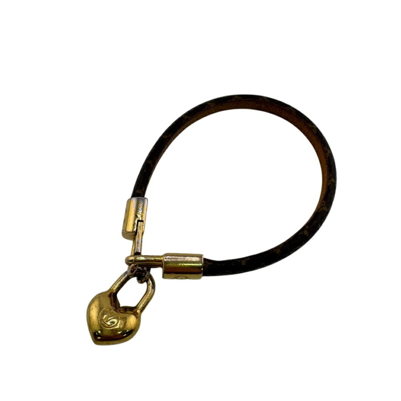 Louis Vuitton Charm Bracelet Leather: Louis Vuitton Charm Bracelet Leather Brown, Gold, and Monogram-patterned Leather Charm Bracelet from Louis Vuitton's M6451F Line. This 19cm long, 5mm wide charm bracelet features a classic design