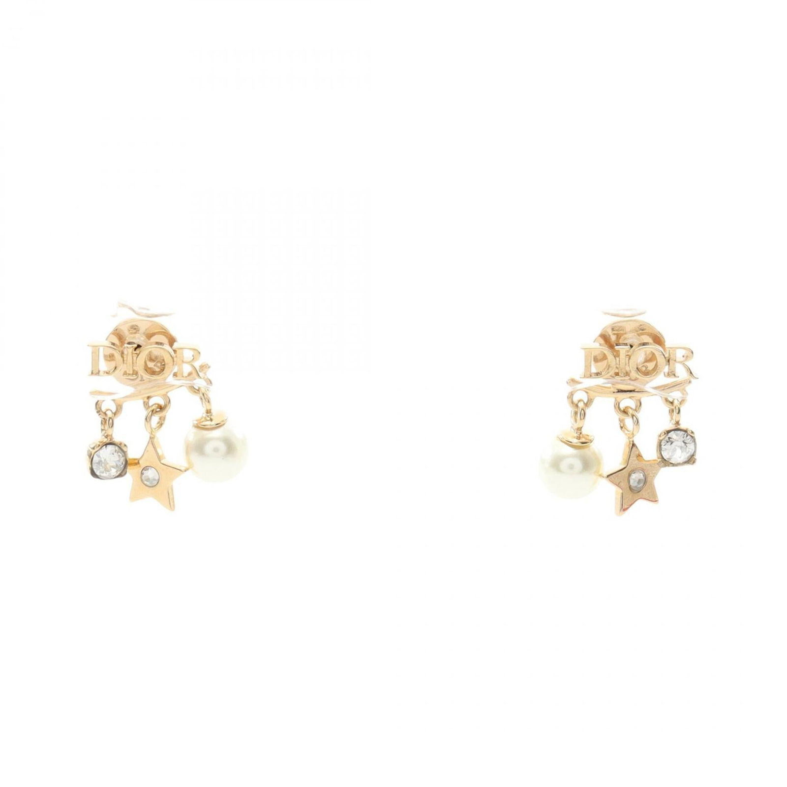Christian Dior Stud Earrings Gold Plating Rhinestone: Christian Dior Stud Earrings Gold Plating Rhinestone Christian Dior Stud Earrings in Gold Plating with Rhinestones. These elegant earrings feature gold plating and clear, gold, and white rhinestones,