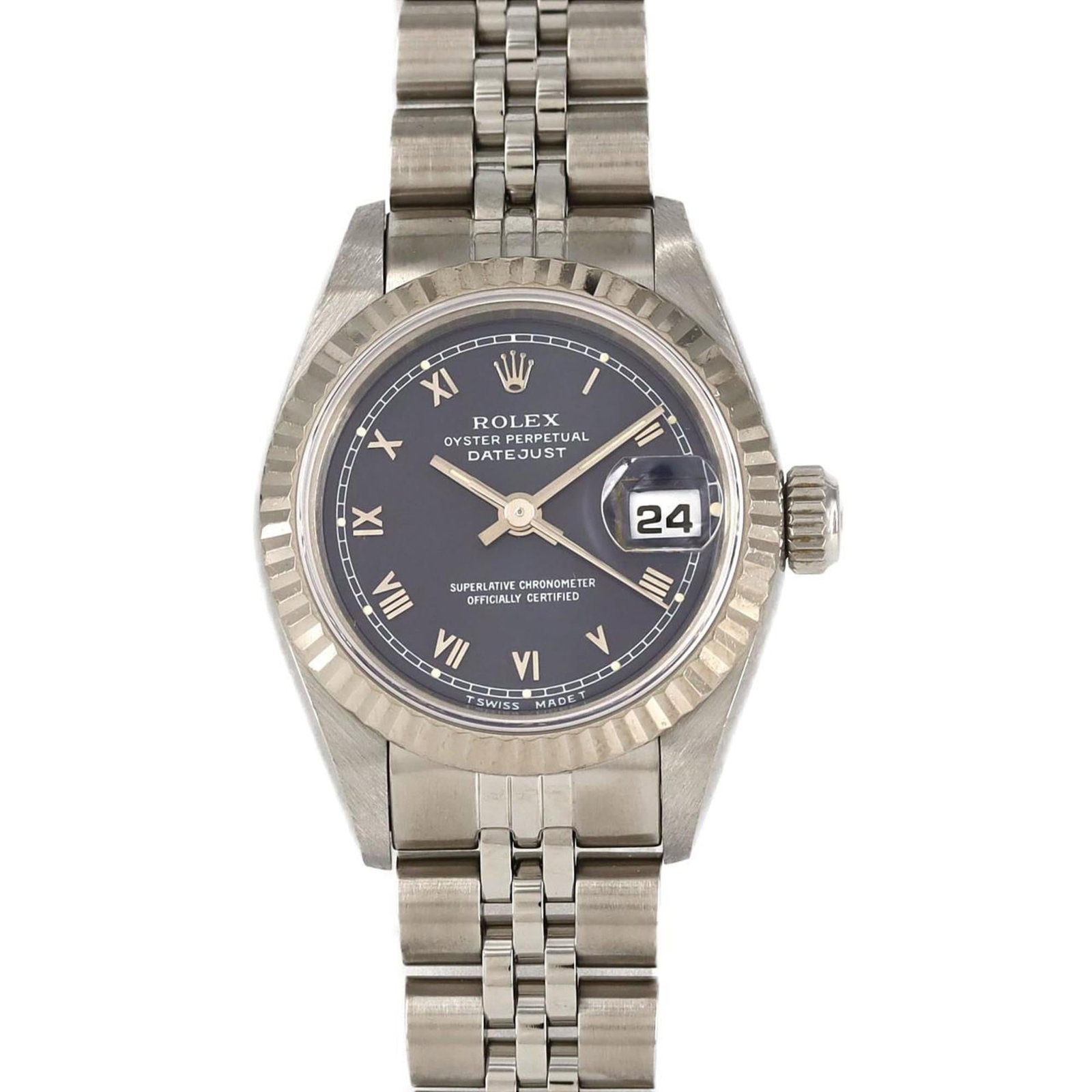 Rolex Wristwatch: Rolex Wristwatch Stainless steel case and band, paired with a striking blue dial, make this Rolex Datejust watch a stylish addition to any wrist. The self-winding automatic movement ensures reliable
