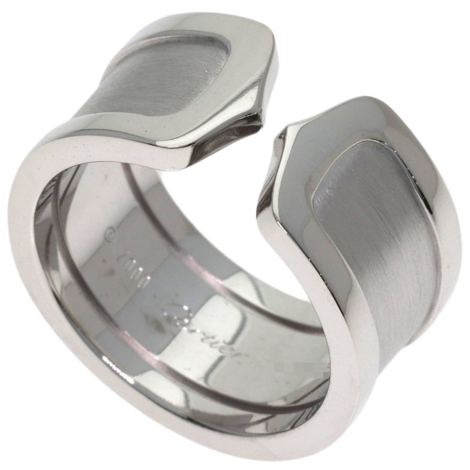 Gold White Ring Cartier Band: Gold White Ring Cartier Band White gold (18K) Cartier band ring features a sleek design, perfect for everyday wear. This women's ring measures US size 6.5 and JP size 13, offering a comfortable fit.