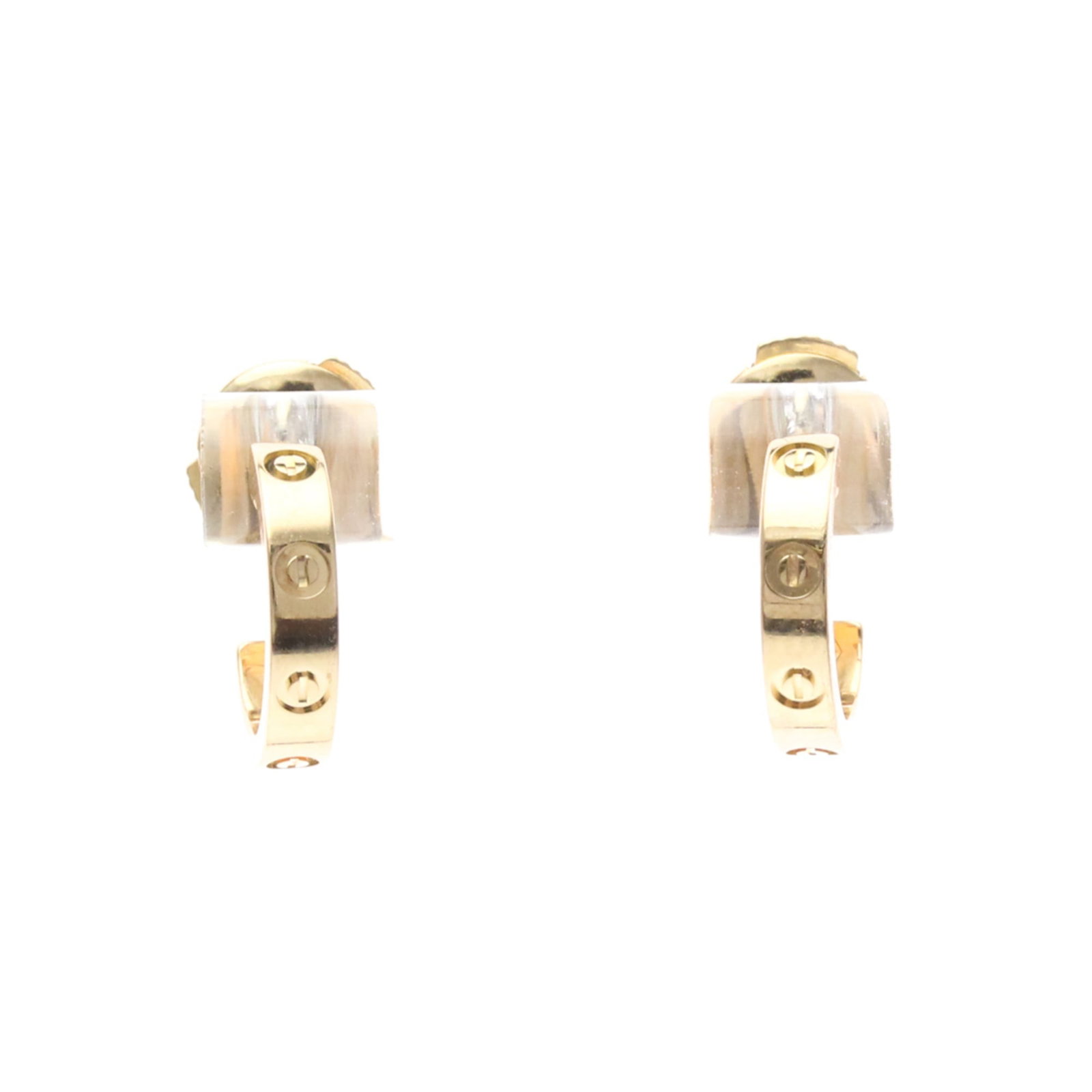 Cartier Half Hoop Earrings Pink Gold (18K): Cartier Half Hoop Earrings Pink Gold (18K) Pink gold (18K) Cartier Baby Love Earrings with sleek half hoop design, crafted from high-quality pink gold. Weighing in at 3.5g, these elegant earrings show