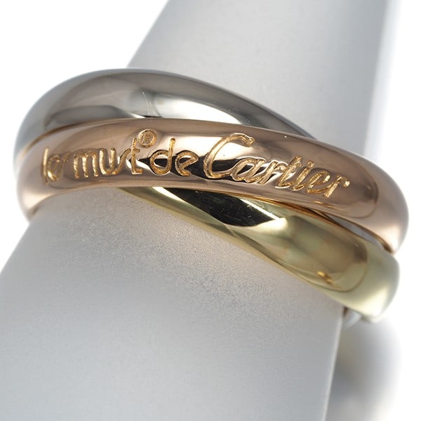 Cartier Ring Trinity 3Color Classic Eu51 18K 750 Yellow White Rose Gold: Cartier Ring Trinity 3Color Classic Eu51 18K 750 Yellow White Rose Gold Cartier's iconic Trinity collection combines the elegance of three metals in one stunning ring. This classic Eu51 design