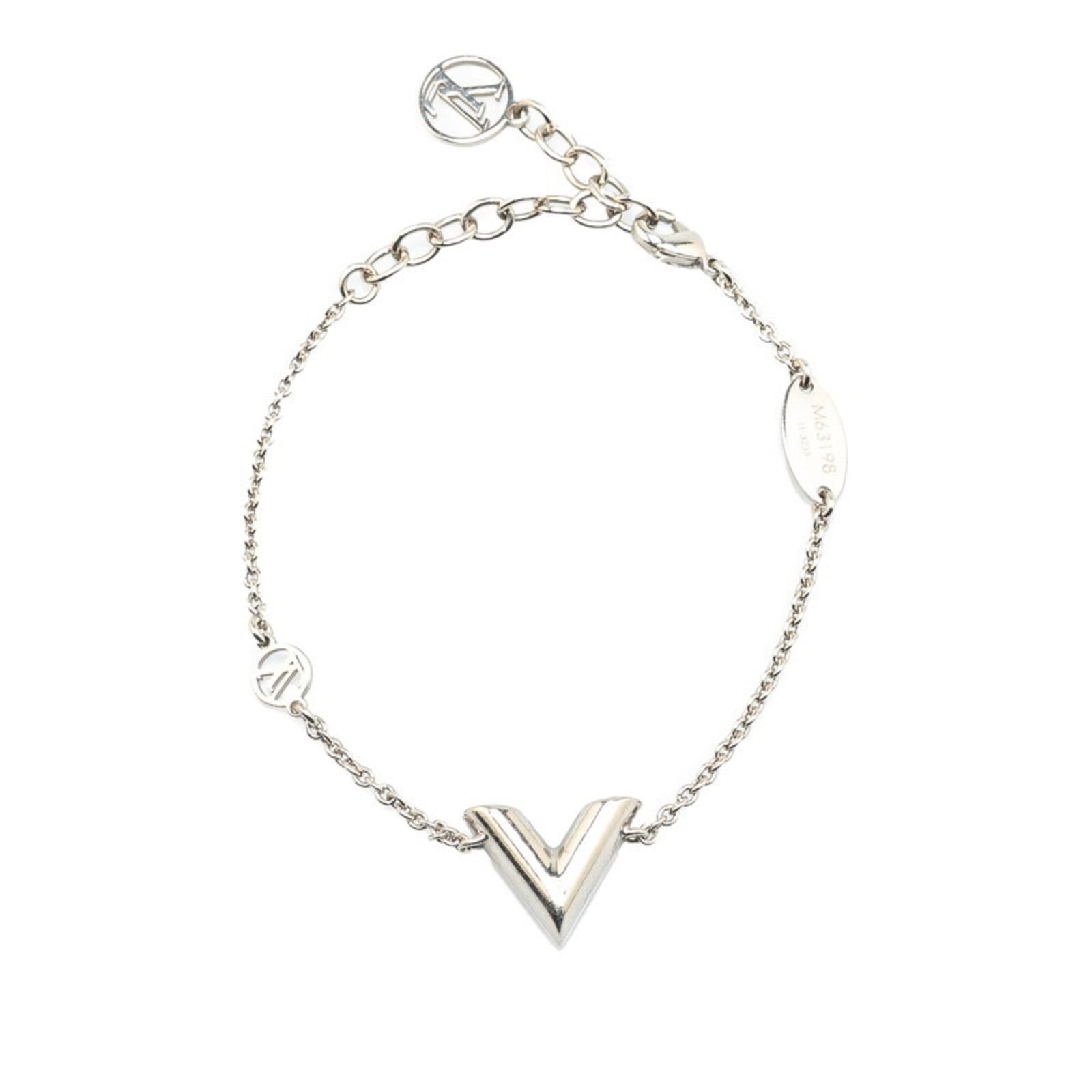 Metal Charm Louis Vuitton: Metal Charm Louis Vuitton Silver Louis Vuitton metal charm bracelet with a total length of 21cm. Made from metal, the charm measures 2mm in width and features a distinctive silver color. The item's