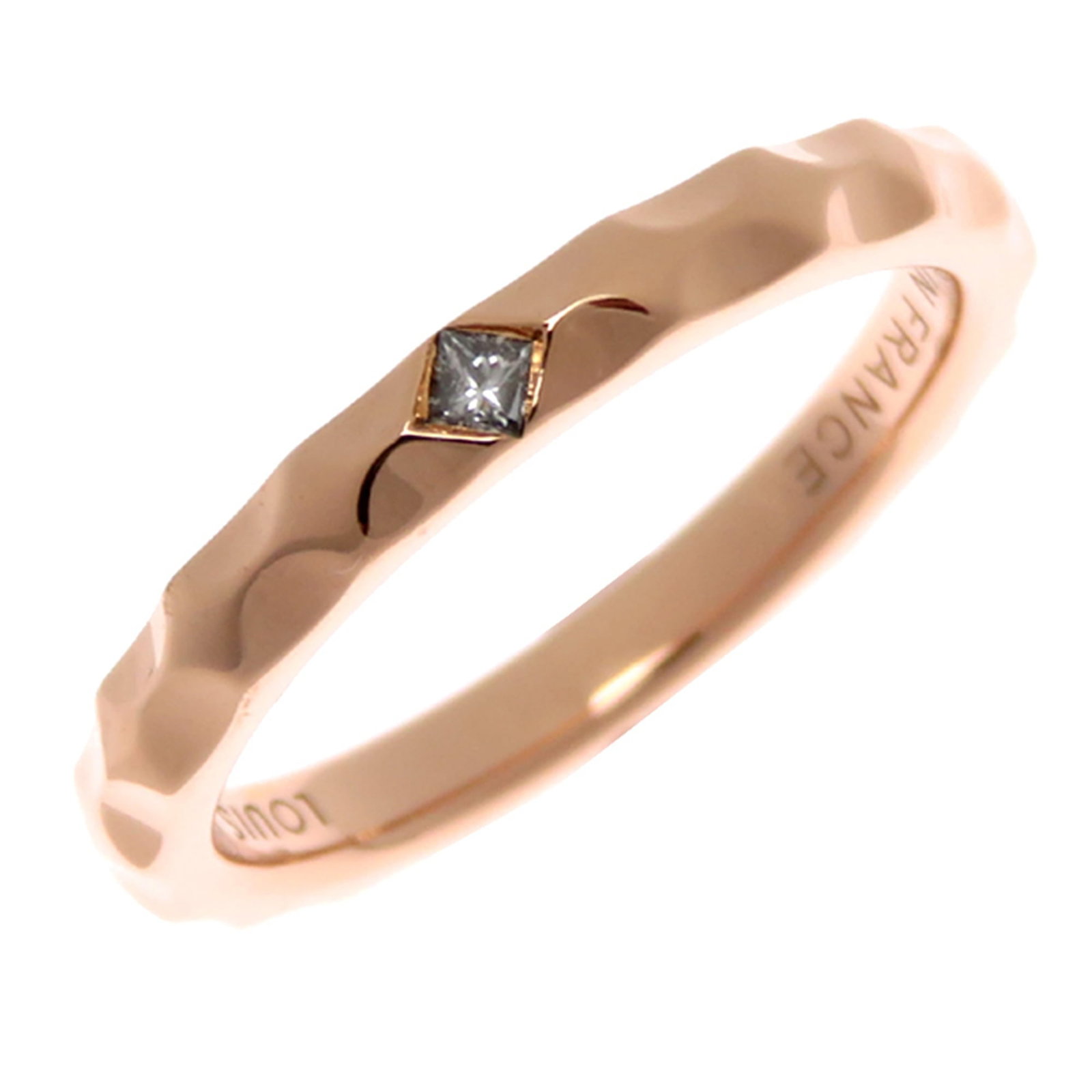 Pink Gold 18K Band Ring Louis Vuitton: Pink Gold 18K Band Ring Louis Vuitton Pink Gold 18K Band Ring Louis Vuitton features a diamond stone set in pink gold, available in US size 6.5 and JP size 12. This band ring showcases the iconic