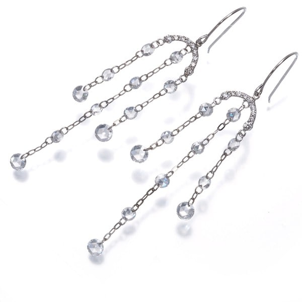 Diamond 0.55ct Rose Cut Earrings 18k White Gold Hook: Diamond 0.55ct Rose Cut Earrings 18k White Gold Hook The 0.55ct Rose Cut Diamond Earrings in 18k White Gold are a stunning pair, featuring a total stone weight of 0.55ct and a beautiful rose-cut