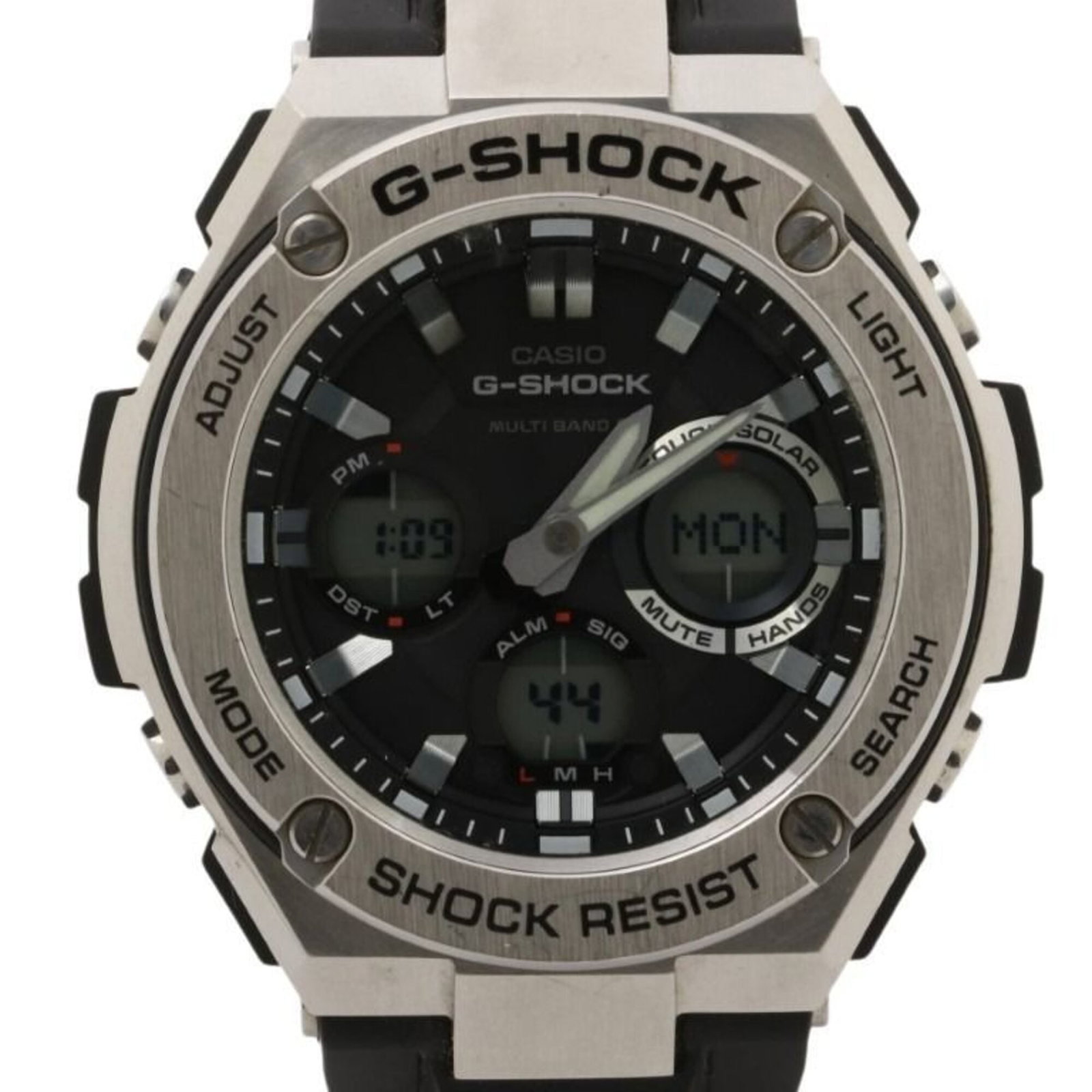 Wristwatch By Casio: Wristwatch By Casio The Casio GST-W110-1AJF wristwatch boasts a sleek, stainless steel case and band, paired with a black dial that adds a touch of sophistication. Powered by solar energy, this watch