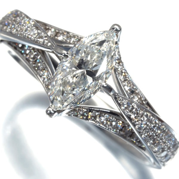 Diamond 1.033Ct/ 0.42Ct Marquise-Cut Ring 950 Platinum (1 of 5)