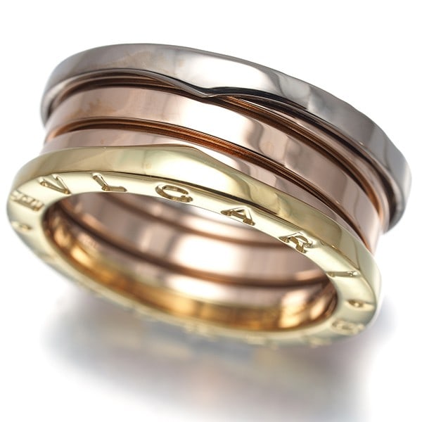 Bvlgari Ring B.Zero1 3-Band Eu54 18K 750 Yellow White Rose Gold: Bvlgari Ring B.Zero1 3-Band Eu54 18K 750 Yellow White Rose Gold BVLGARI's B.Zero1 ring boasts a striking multi-tone gold design, featuring 18k yellow, white, and rose gold hues that blend seamlessly