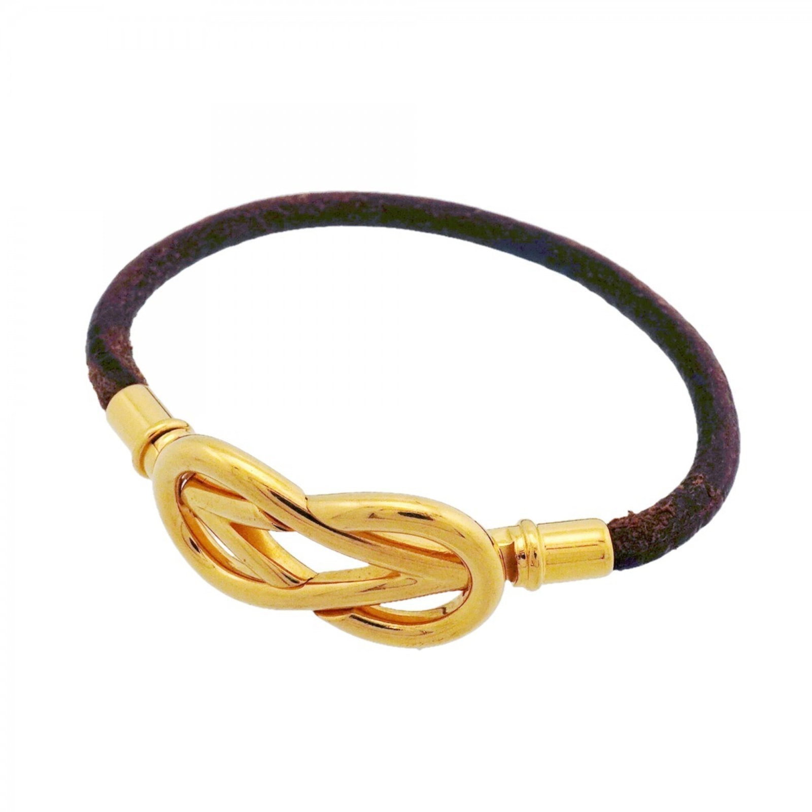 Hermes Charm Bracelet Gold Plating Leather: Hermes Charm Bracelet Gold Plating Leather Gold plating and rich brown leather come together in this elegant Hermes charm bracelet, measuring 15.5cm in length. The gold plating adds a touch of luxury 