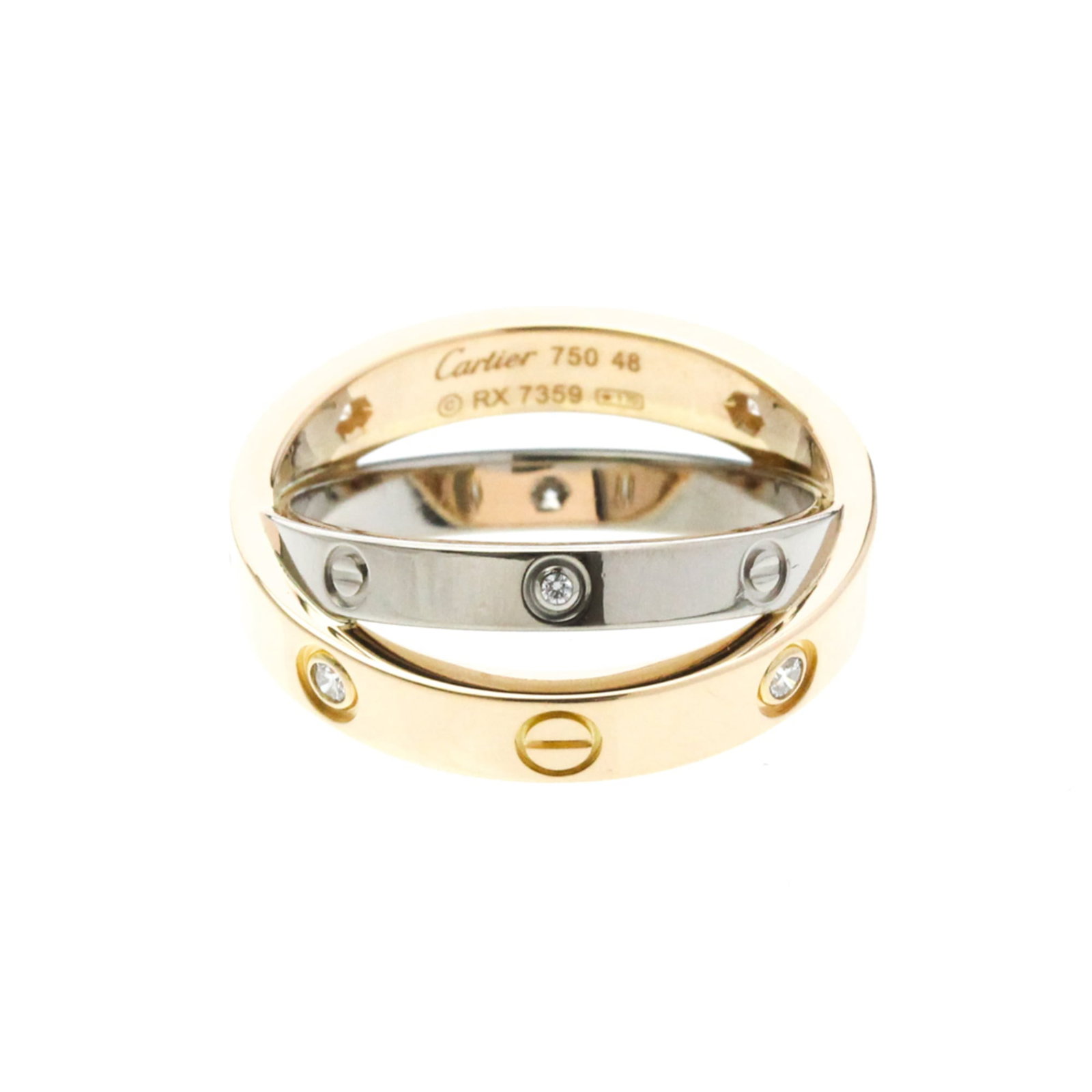 Pink Gold Cartier Ring Band White Gold: Pink Gold Cartier Ring Band White Gold Pink Gold Cartier Ring Band White Gold features a striking pink gold band with a subtle white gold accent, showcasing a beautiful diamond. The ring's elegant