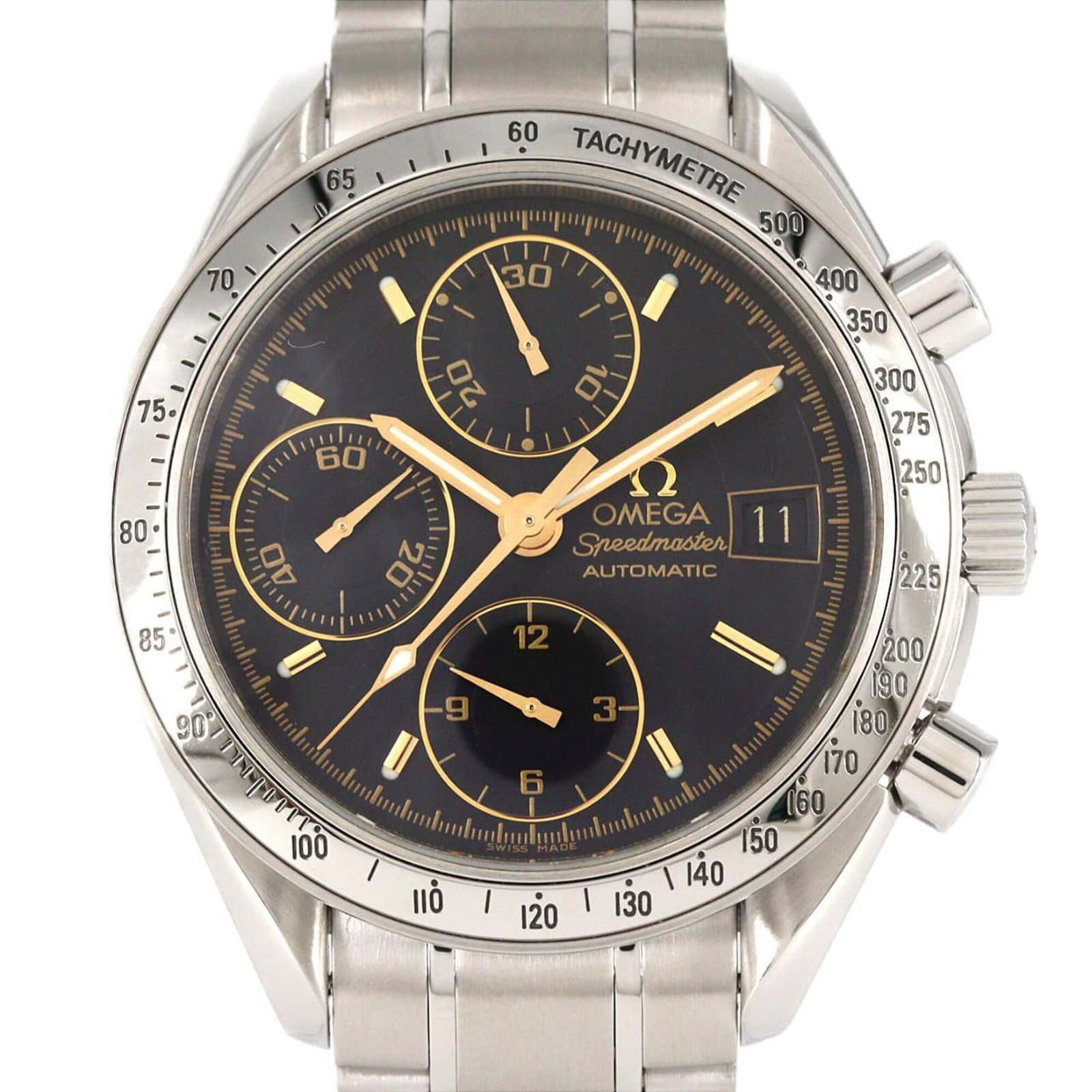 Wristwatch of Omega: Wristwatch of Omega Stainless steel case and band provide a sleek, modern look for the Omega MPN 3513.54 wristwatch, featuring a black dial and automatic self-winding movement. The 39mm diameter case 