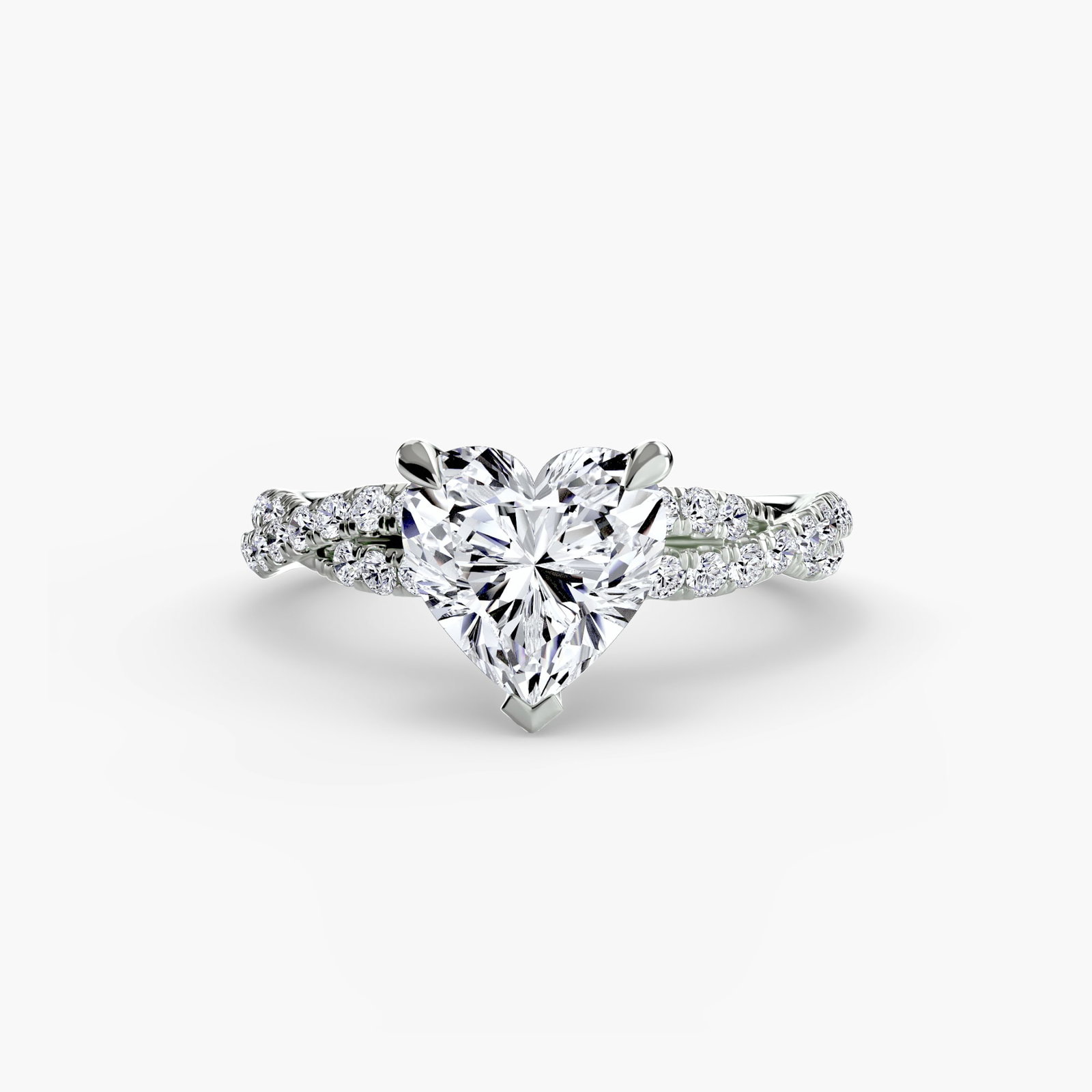 Pave Heart 950 Platinum Ring Setting - 2