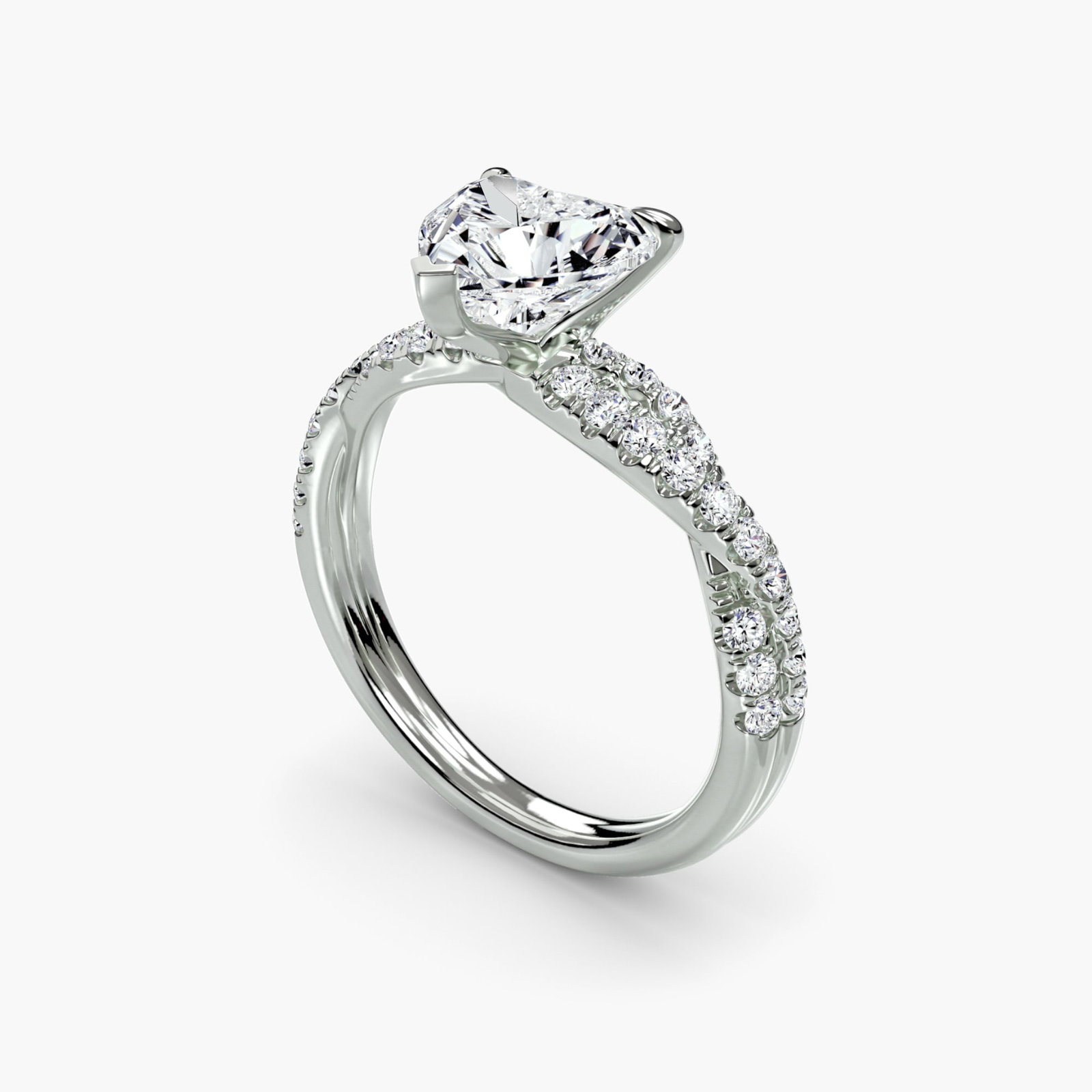 Pave Heart 950 Platinum Ring Setting - 5
