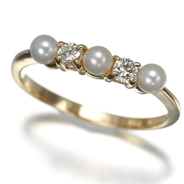 Yellow Gold 3.0mm Diamond Ring 750 Pearl Us5.75-6 Tiffany Co (1 of 5)