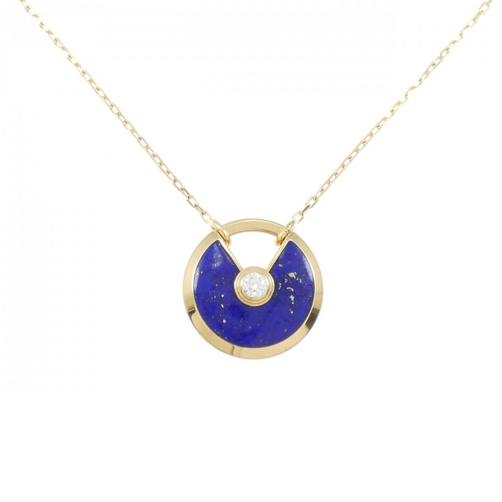 Amulet necklace from Cartier small: Amulet necklace from Cartier small Yellow gold (18K) Cartier necklace features a diamond and lapis lazuli pendant, measuring 17.1mm x 16.9mm. The necklace has a neck circumference of 59 cm / 23.22''