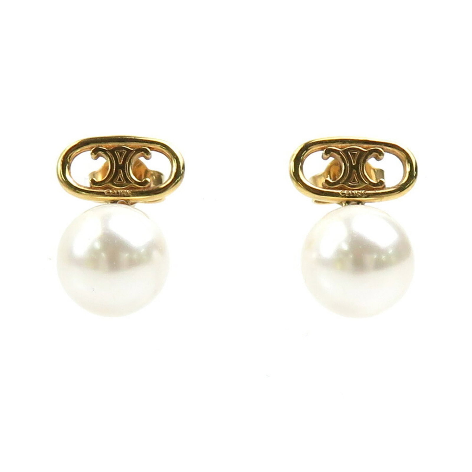 Celine Pearl Metal Artificial Stud Earrings (1 of 5)