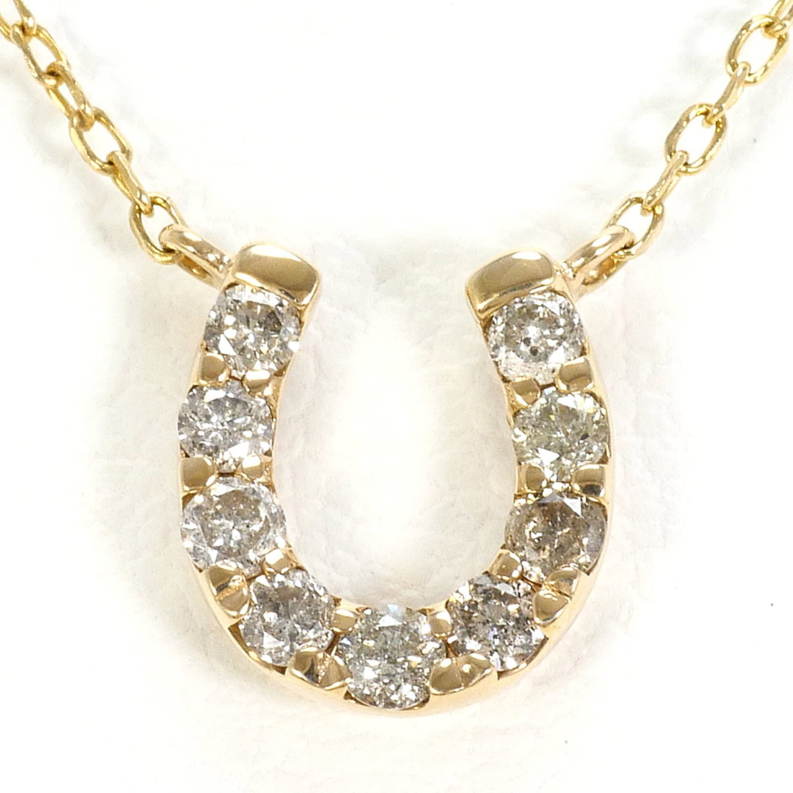 K10 10K Yg Yellow Gold Necklace With 0.20Ct Diamond Total Weight 1.0G 41Cm Like New Condition: K10 10K Yg Yellow Gold Necklace With 0.20Ct Diamond Total Weight 1.0G 41Cm Like New Condition Yellow gold necklace with a total weight of 1.0g and featuring a 0.20ct diamond, measuring 8mm x 8mm in