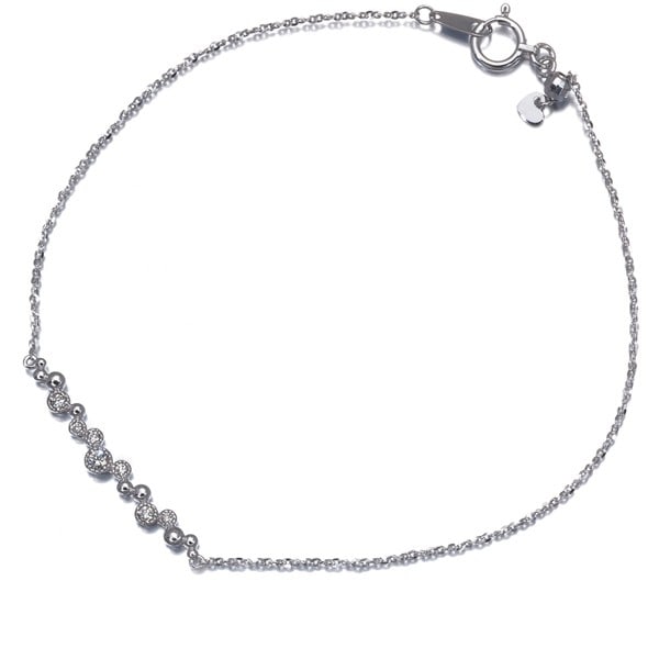 Diamond 0.08Ct Milgrain Bracelet 18K 750 White Gold: Diamond 0.08Ct Milgrain Bracelet 18K 750 White Gold This elegant 18K white gold bracelet boasts a delicate milgrain design and features a total of 0.08ct natural diamond, carefully set to create a sop