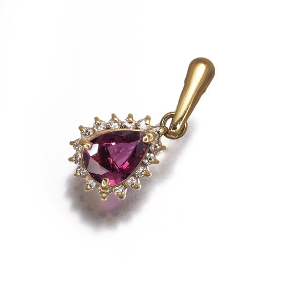 Pink Sapphire 0.49Ct Diamond Teardrop Classic Pendant 18K Yg: Pink Sapphire 0.49Ct Diamond Teardrop Classic Pendant 18K Yg Yellow gold pendant featuring a teardrop design with a pink sapphire stone weighing approximately 0.49 carats and surrounded by a diamond a