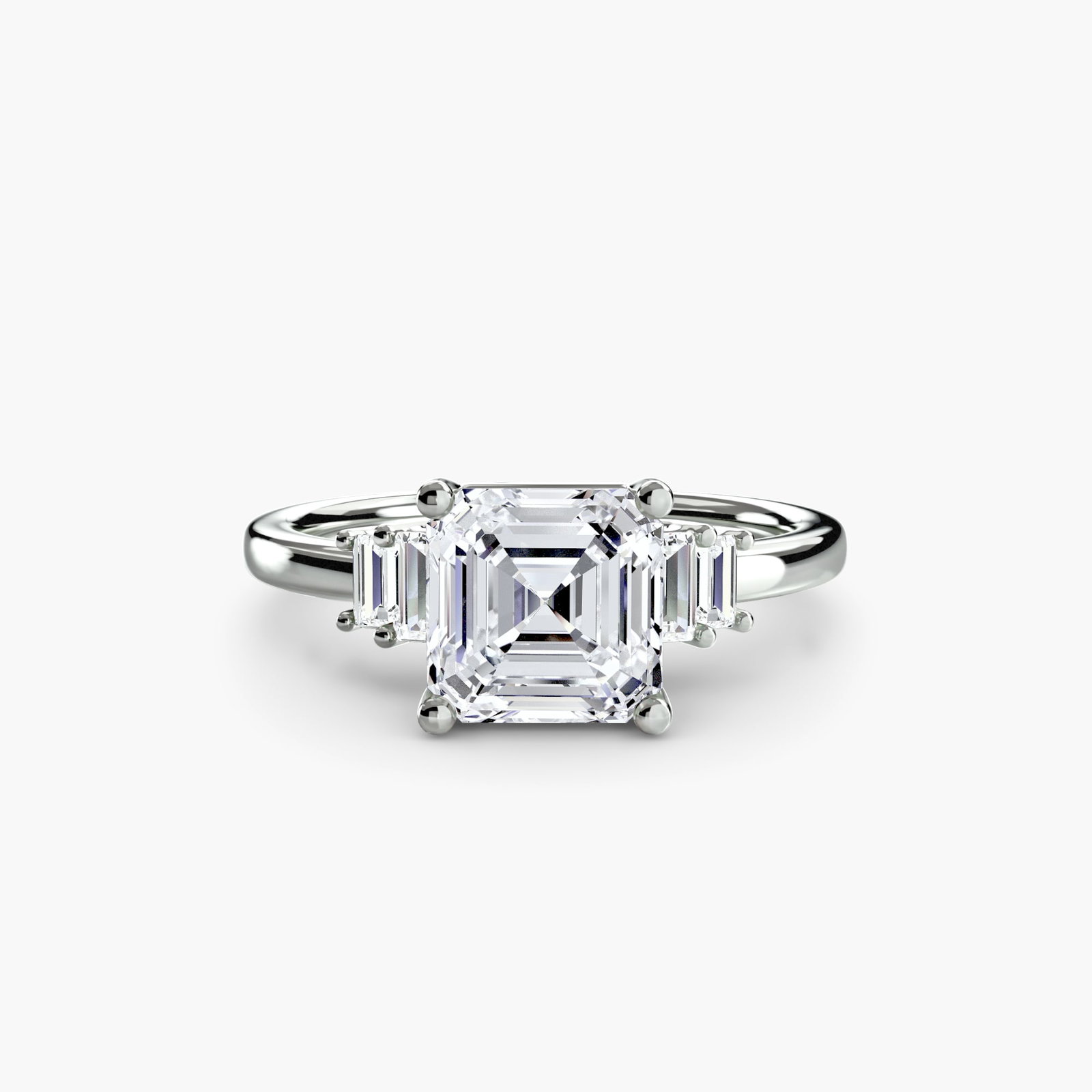 Solitaire Asscher 950 Platinum Ring Setting - 2