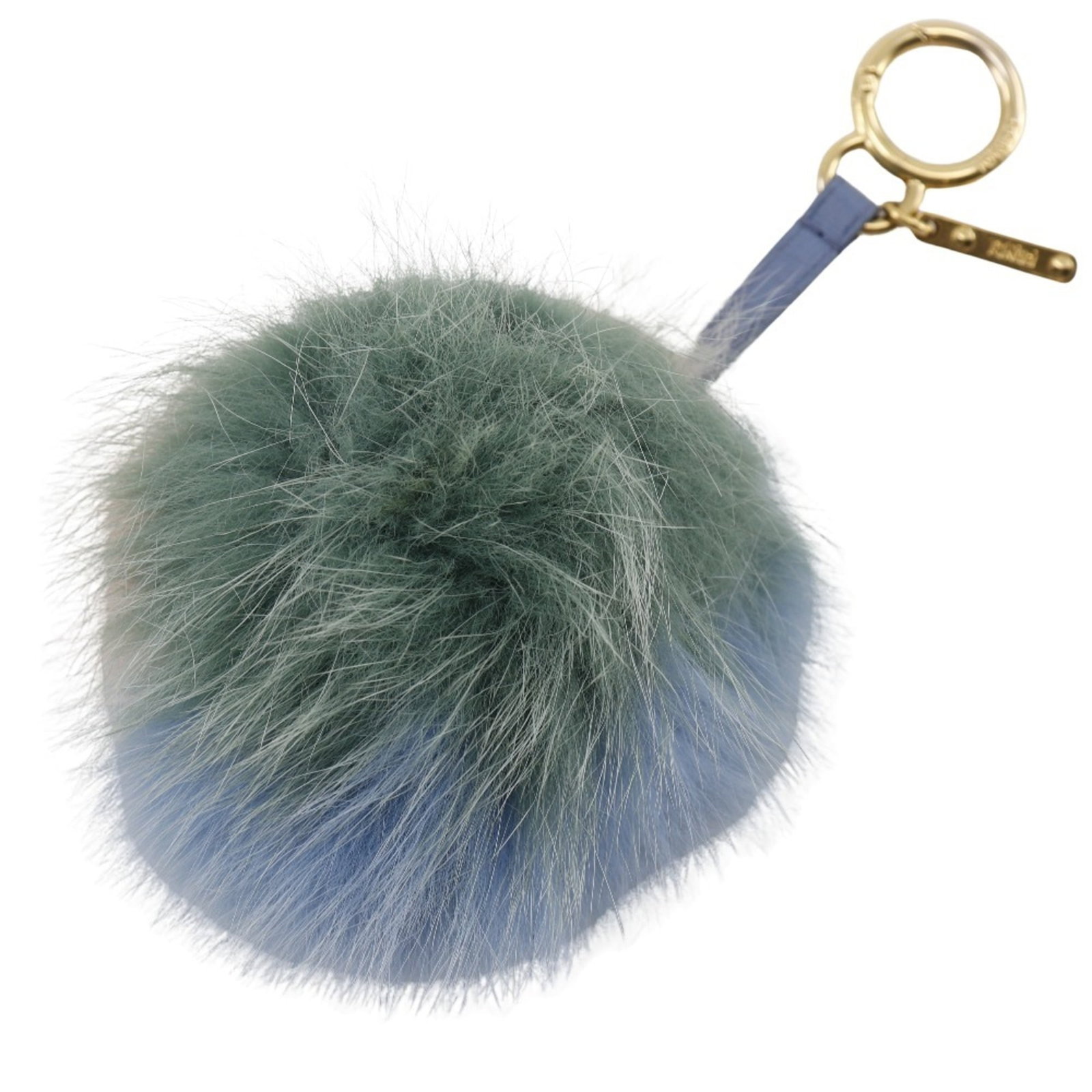 Handbag of charm fur leather by Fendi: Handbag of charm fur leather by Fendi Fur and leather charm bag by Fendi, measuring 200.00mm x 90.00mm in dimensions, features a blue, green, pink color scheme. The bag's design showcases the blend