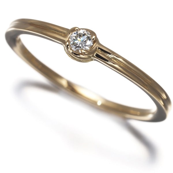 Ahkah Ring Diamond 0.05Ct Solitaire Us5 18K 750 Yellow Gold: Ahkah Ring Diamond 0.05Ct Solitaire Us5 18K 750 Yellow Gold 18K yellow gold Ahkah Ring features a natural 0.05ct diamond solitaire, carefully crafted to showcase its brilliance. The ring's slender