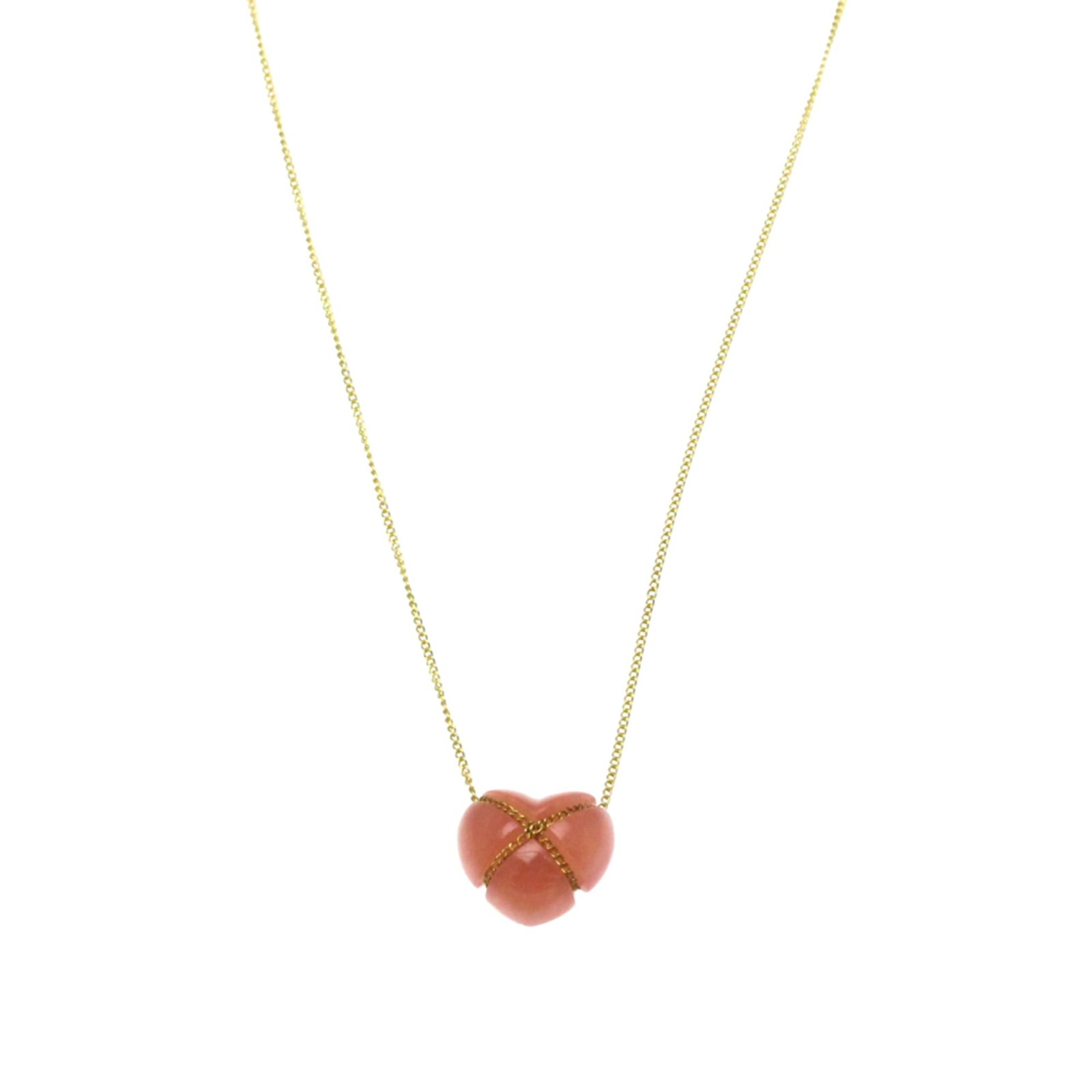 Tiffany Chain Cross Heart Rhodochrosite Necklace Yellow Gold (18K) Menwomen Fashion Pendant: Tiffany Chain Cross Heart Rhodochrosite Necklace Yellow Gold (18K) Menwomen Fashion Pendant Yellow gold (18K) pendant necklace featuring a chain cross heart design with rhodochrosite, perfect for