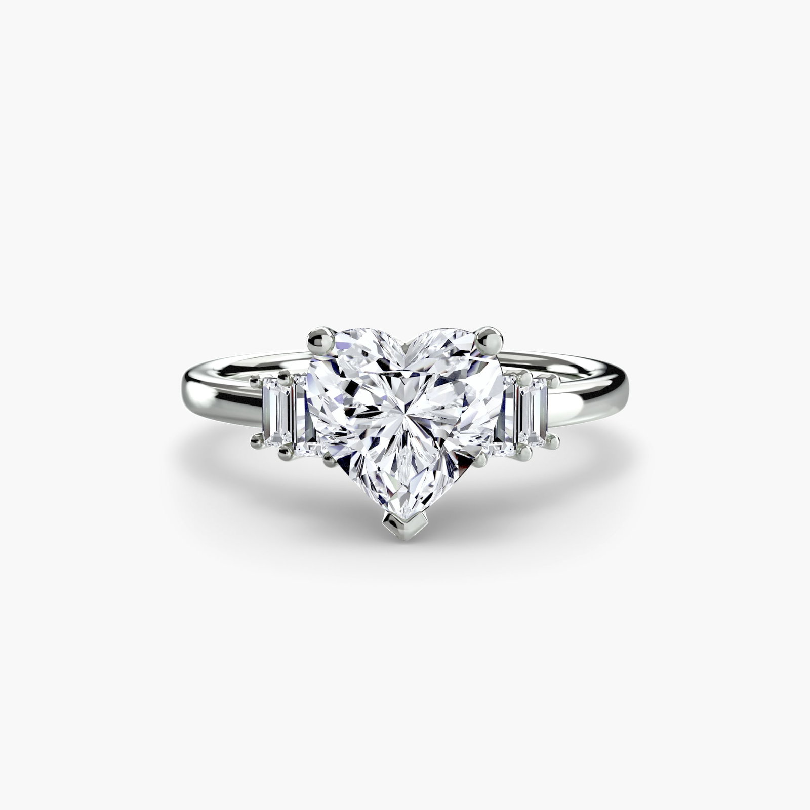 Solitaire Heart 950 Platinum Ring Setting - 2