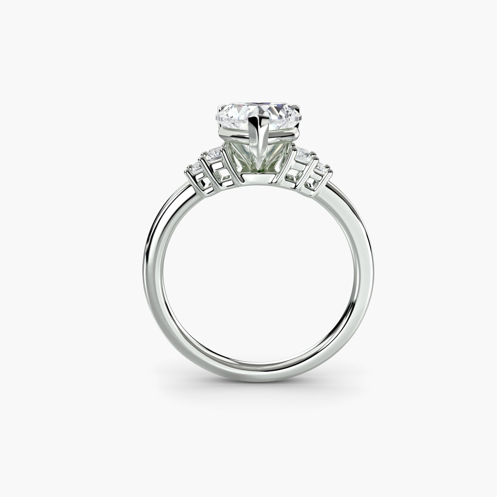 Solitaire Heart 950 Platinum Ring Setting - 4