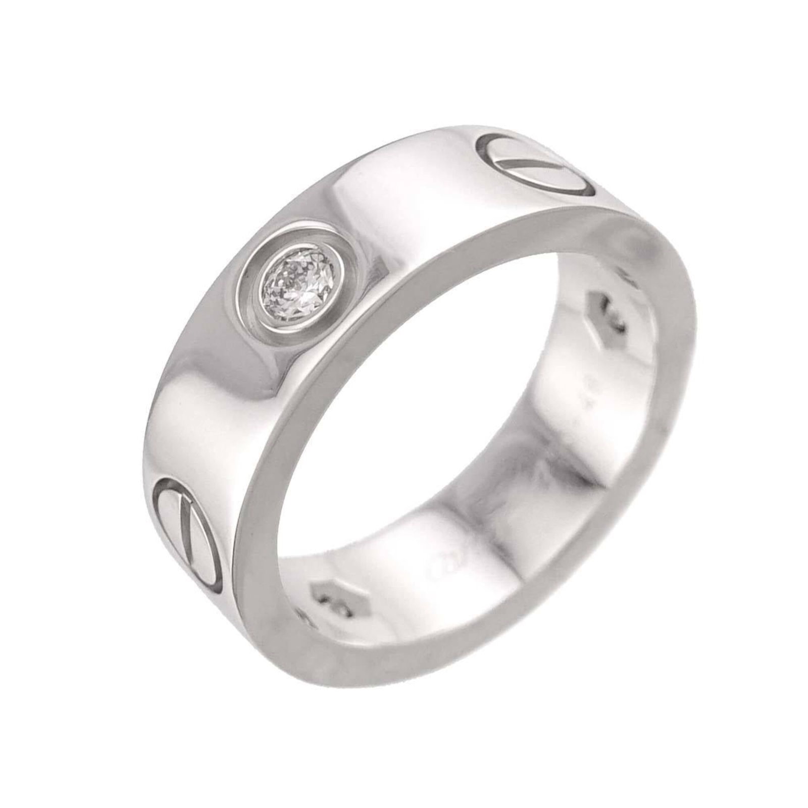 Gold White Ring Cartier Band: Gold White Ring Cartier Band White gold (18K) Cartier band ring with a sleek design, bearing a signature. This 48 US size, 4.5 band ring features the iconic style of Cartier, crafted from high-quality
