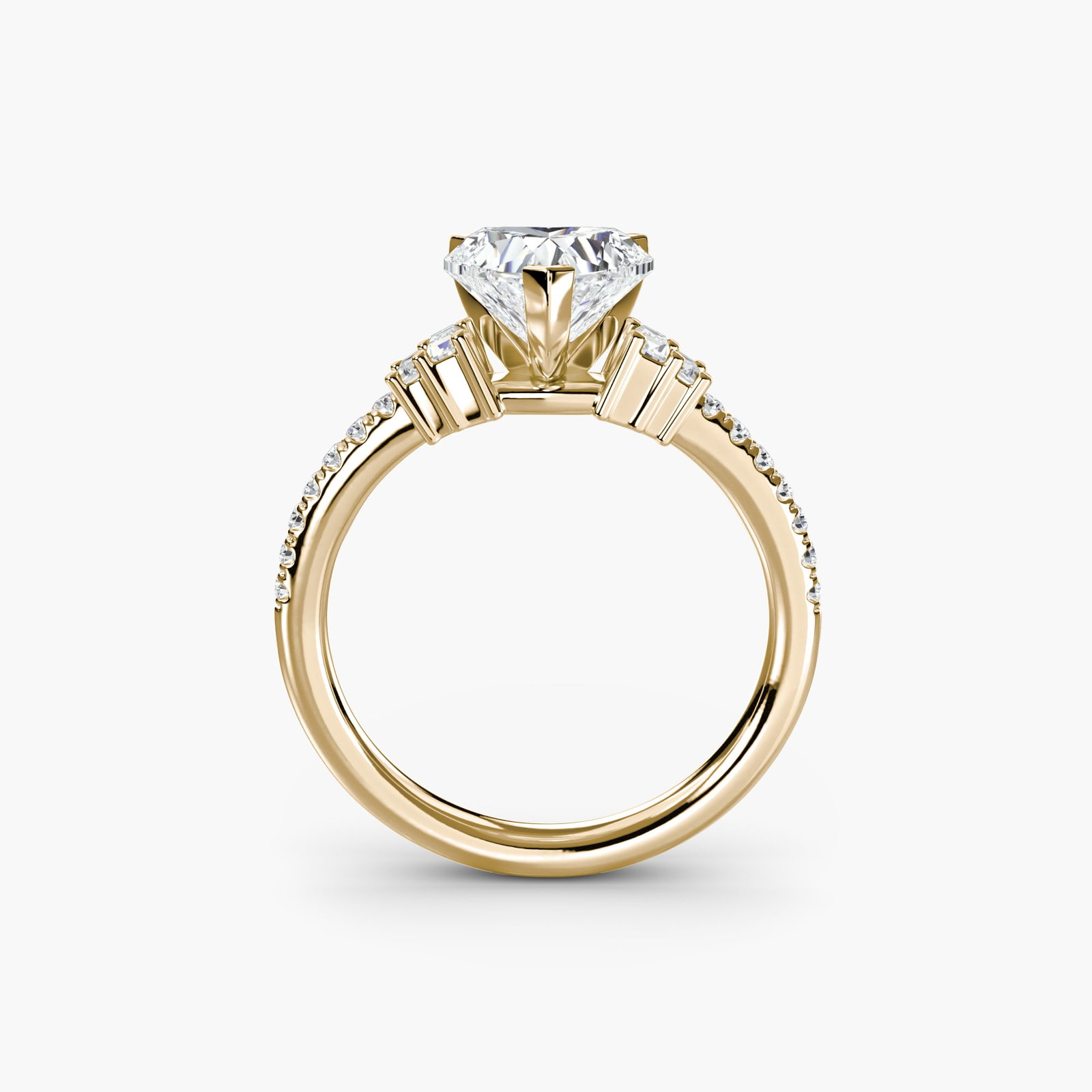 Pave Heart 14Kt Yellow Gold Ring Setting: Pave Heart 14Kt Yellow Gold Ring Setting 14Kt Yellow Gold Pave Heart Ring Setting - A delicate and elegant design featuring 18 pave stones, totaling 0.26 carats, set in a slender 2.4mm wide