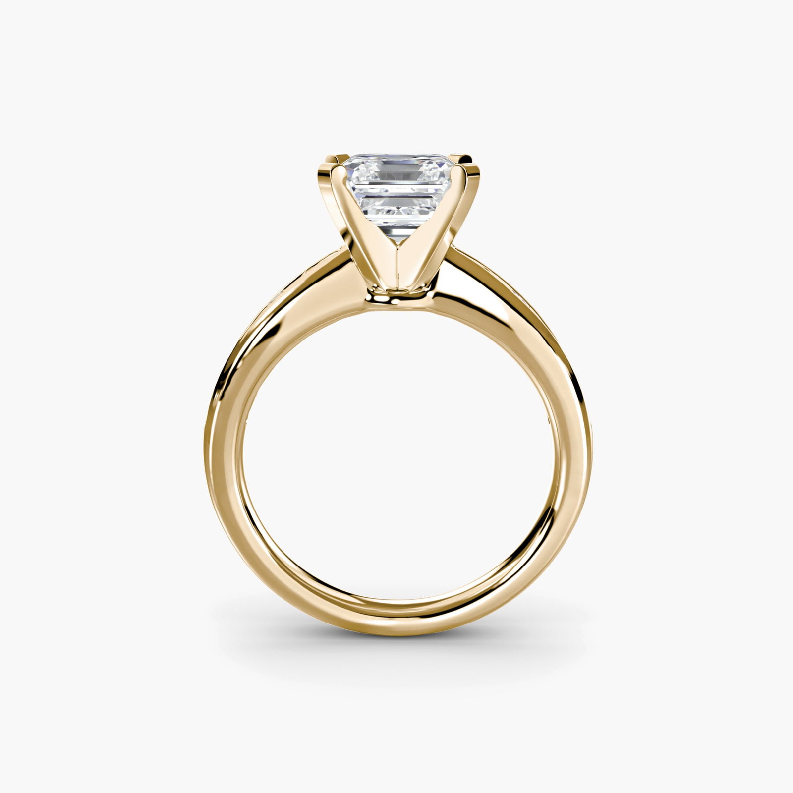 Pave Asscher 14Kt Yellow Gold Ring Setting: Pave Asscher 14Kt Yellow Gold Ring Setting Pave Asscher 14Kt Yellow Gold Ring Setting features 12 lab-grown side stones totaling 0.313 carats, set in a new 3.53ct Asscher ring with a 2.3mm band
