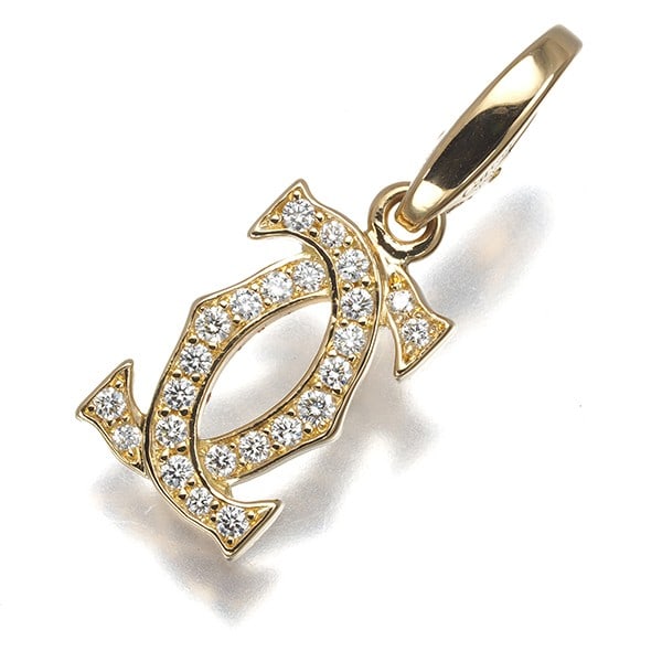Yellow Gold 2C Double C Charm Pendant Diamond Cartier 18K: Yellow Gold 2C Double C Charm Pendant Diamond Cartier 18K Yellow Gold Double C Charm Pendant Diamond Cartier 18K features a natural diamond set in an 18k yellow gold Double C de Cartier charm