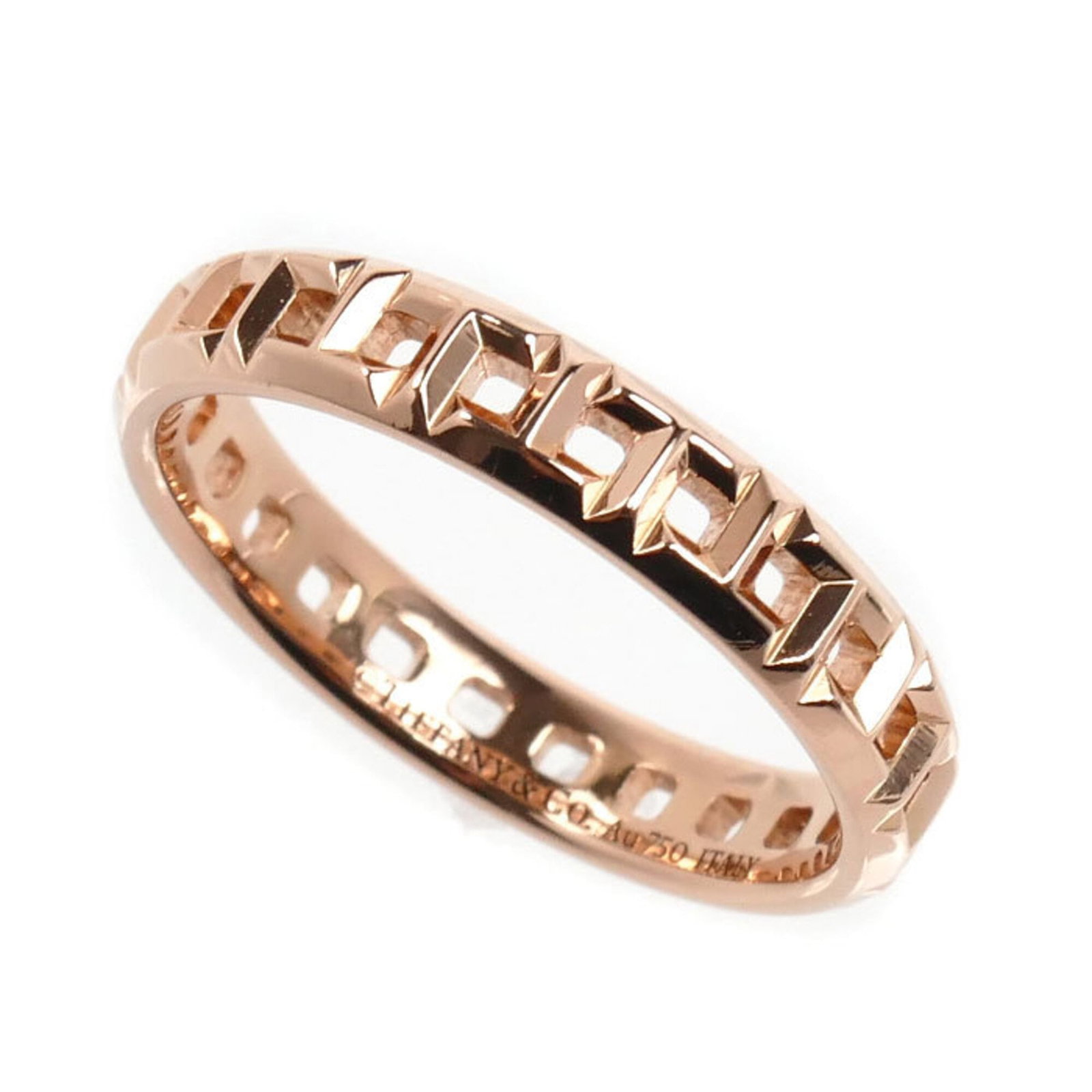 Pink Gold 18k Ring Tiffany: Pink Gold 18k Ring Tiffany Pink Gold 18k Ring Tiffany - A stunning band ring featuring pink gold (18K) craftsmanship, bearing the signature of the renowned brand. This elegant piece boasts a classic