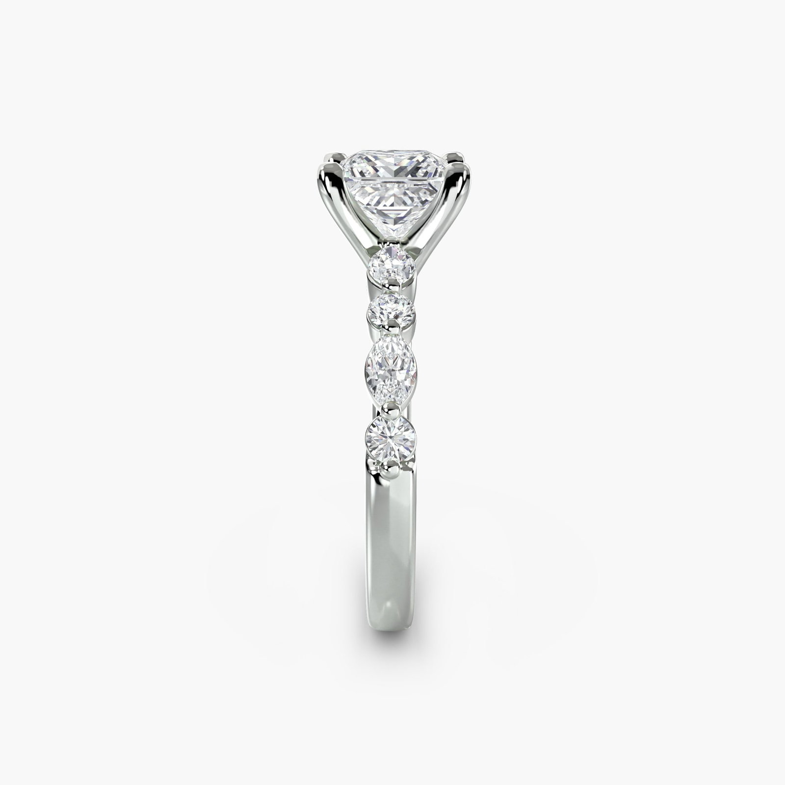 Pave Princess 950 Platinum Ring Setting - 3