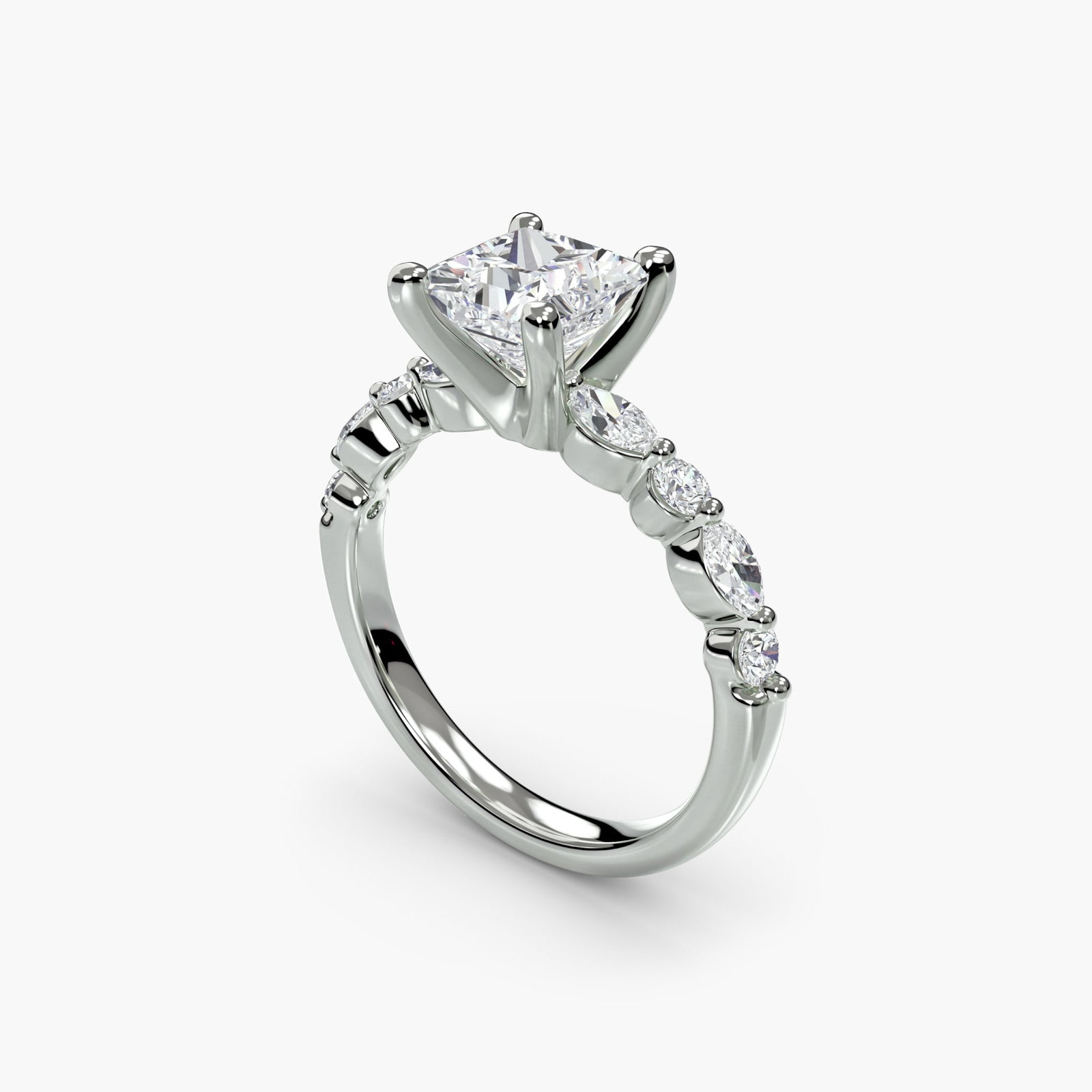 Pave Princess 950 Platinum Ring Setting - 5