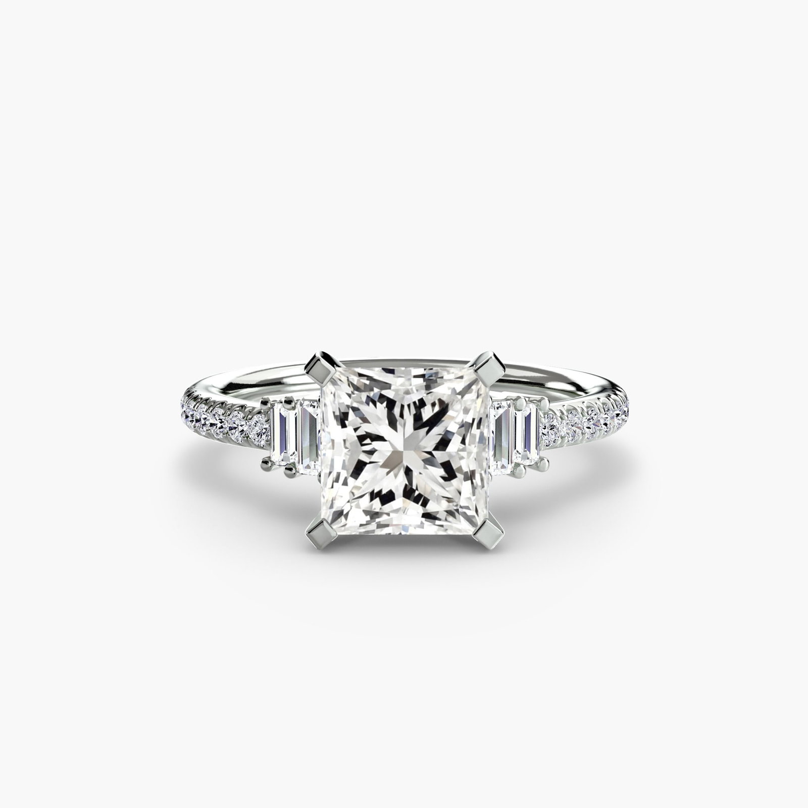 Pave Princess 950 Platinum Ring Setting - 2