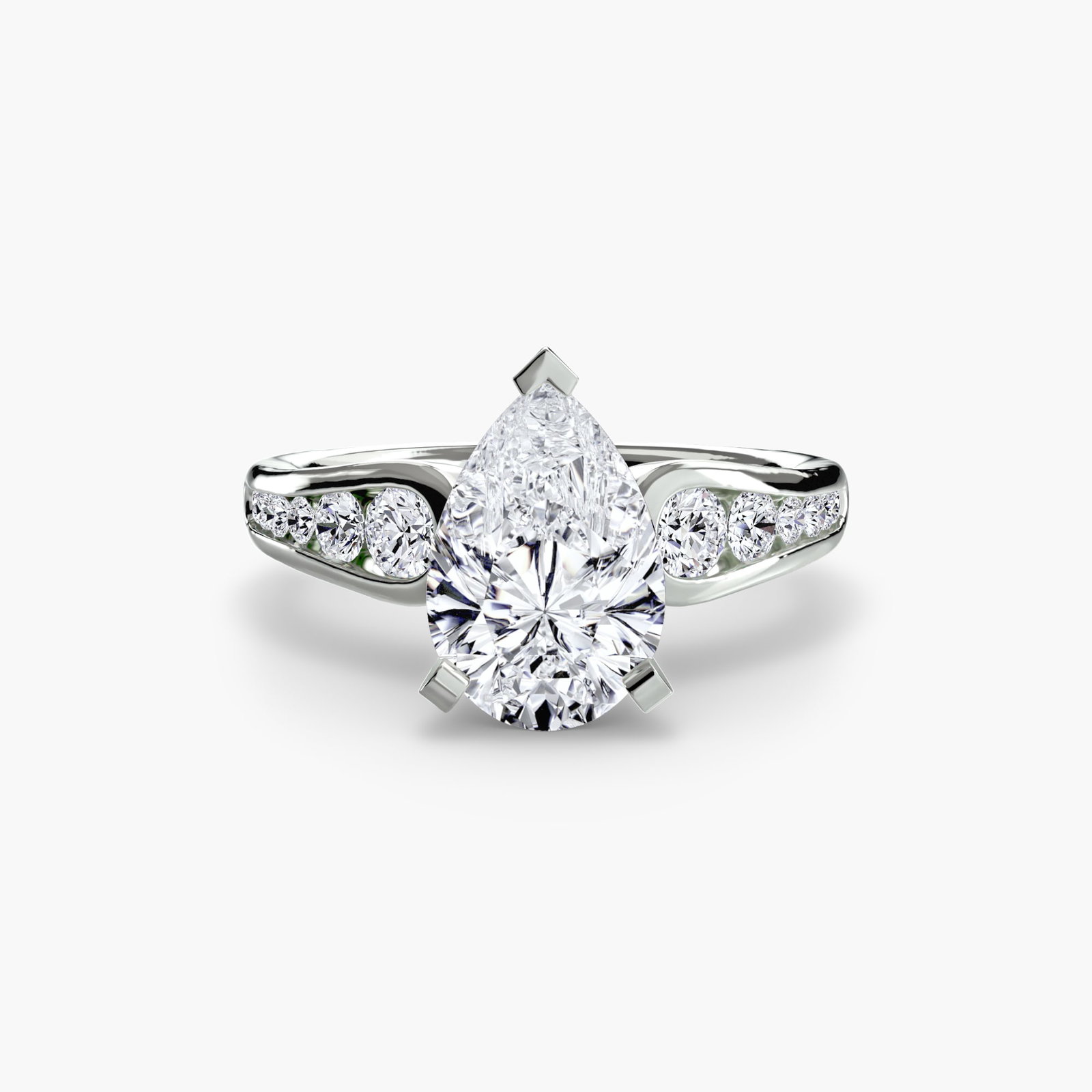 Pave Pear 950 Platinum Ring Setting - 2